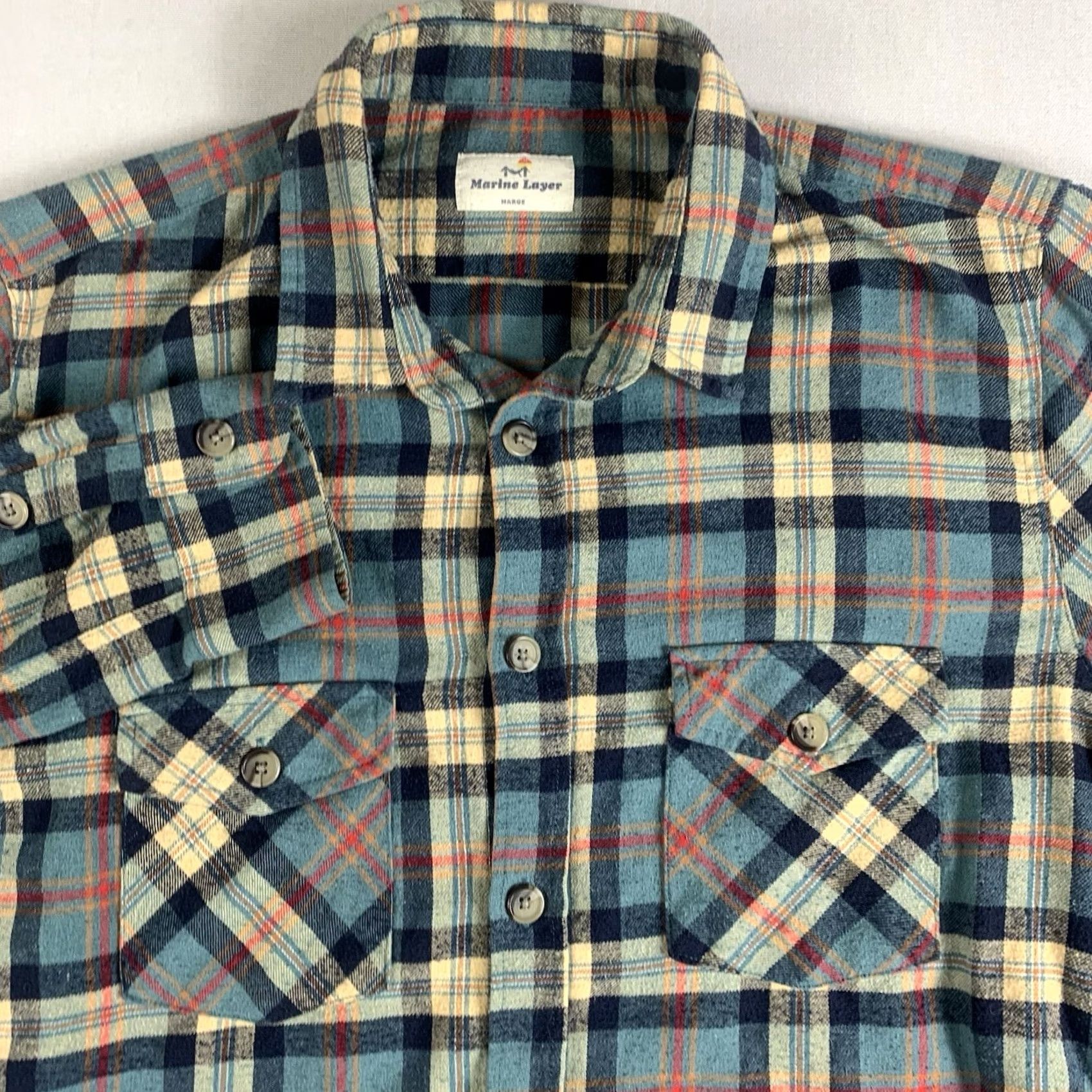 Marine Layer Marine Layer Shirt Men's Large Blue Plaid Flannel Long Sleeve Button Up Size US L / EU 52-54 / 3 - 2 Thumbnail