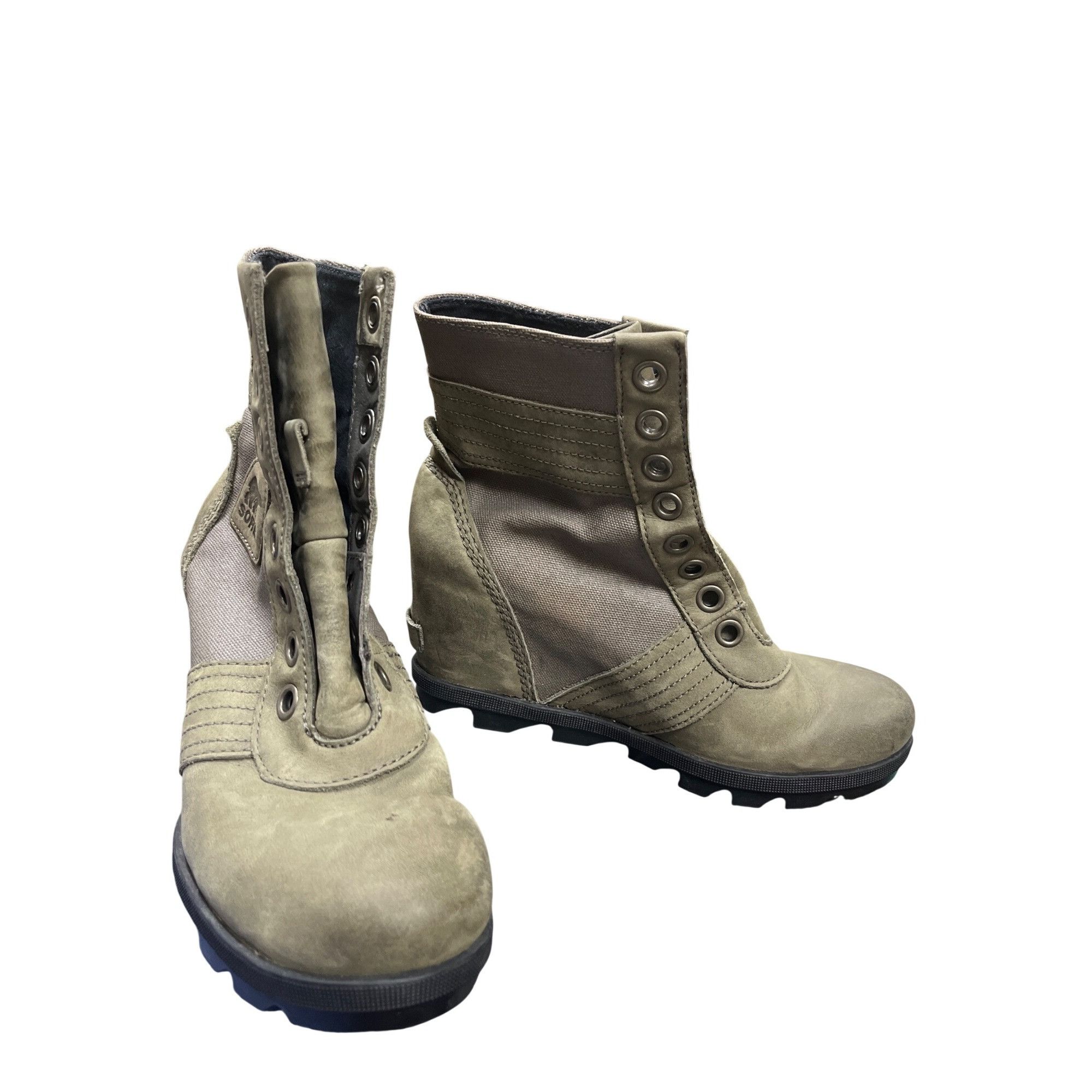 SOREL Sorel wms gray green ankle leather canvas hiking casual boot Size US 8 / IT 38 - 1 Thumbnail