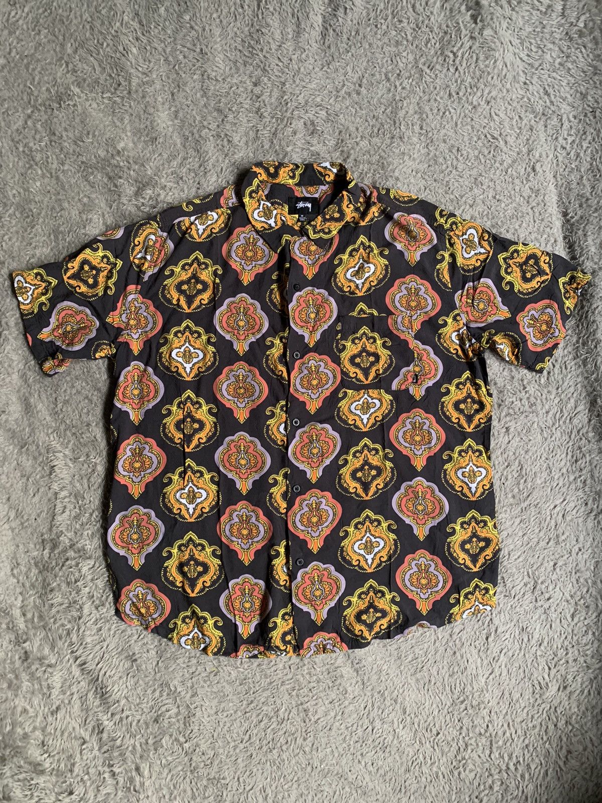 Stussy Stussy shield open collar rayon button shirt Size US M / EU 48-50 / 2 - 1 Thumbnail