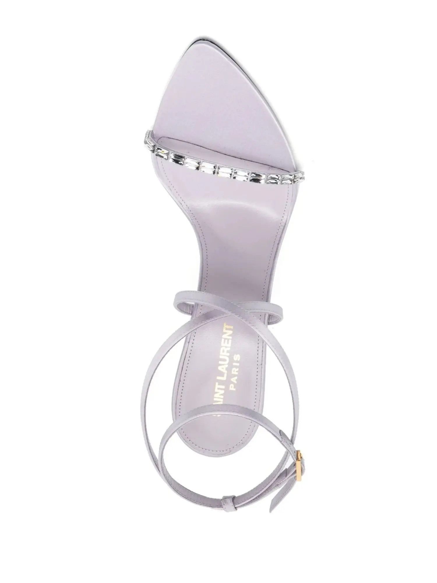 Saint Laurent Paris o1s1wg111024 Sandals In Crepe With Rhinestones in Silver Size US 10.5 / IT 40.5 - 4 Thumbnail