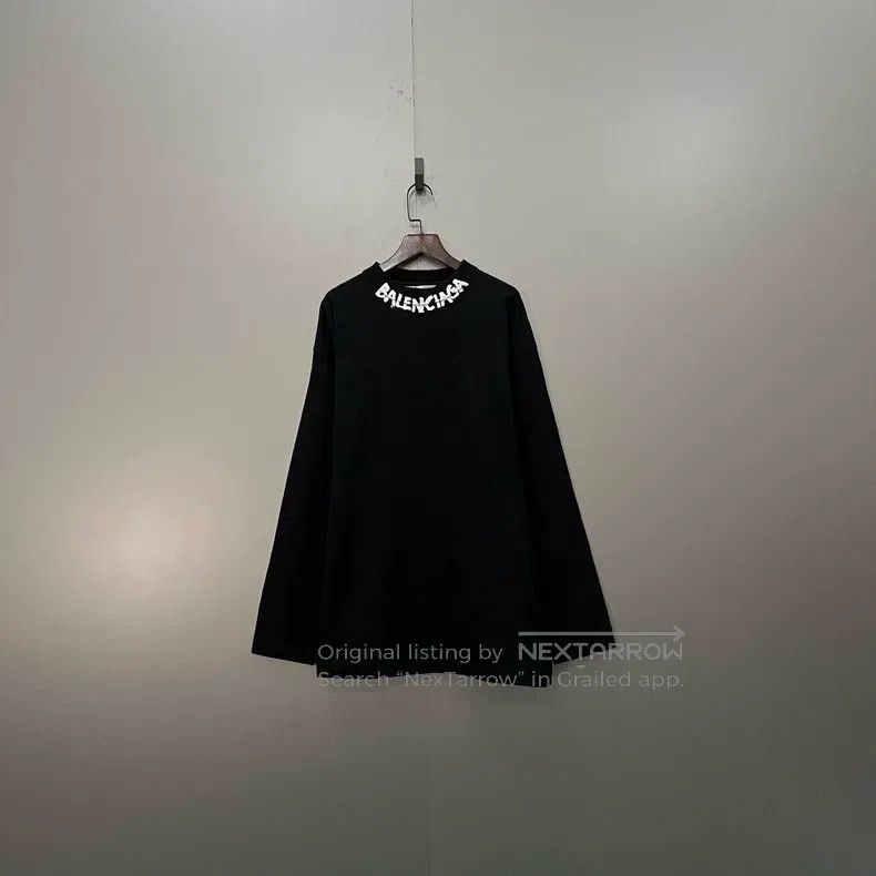 Balenciaga Balenciaga Black Collar Printed Logo Long Sleeve Sweatshir Size US S / EU 44-46 / 1 - 1 Thumbnail