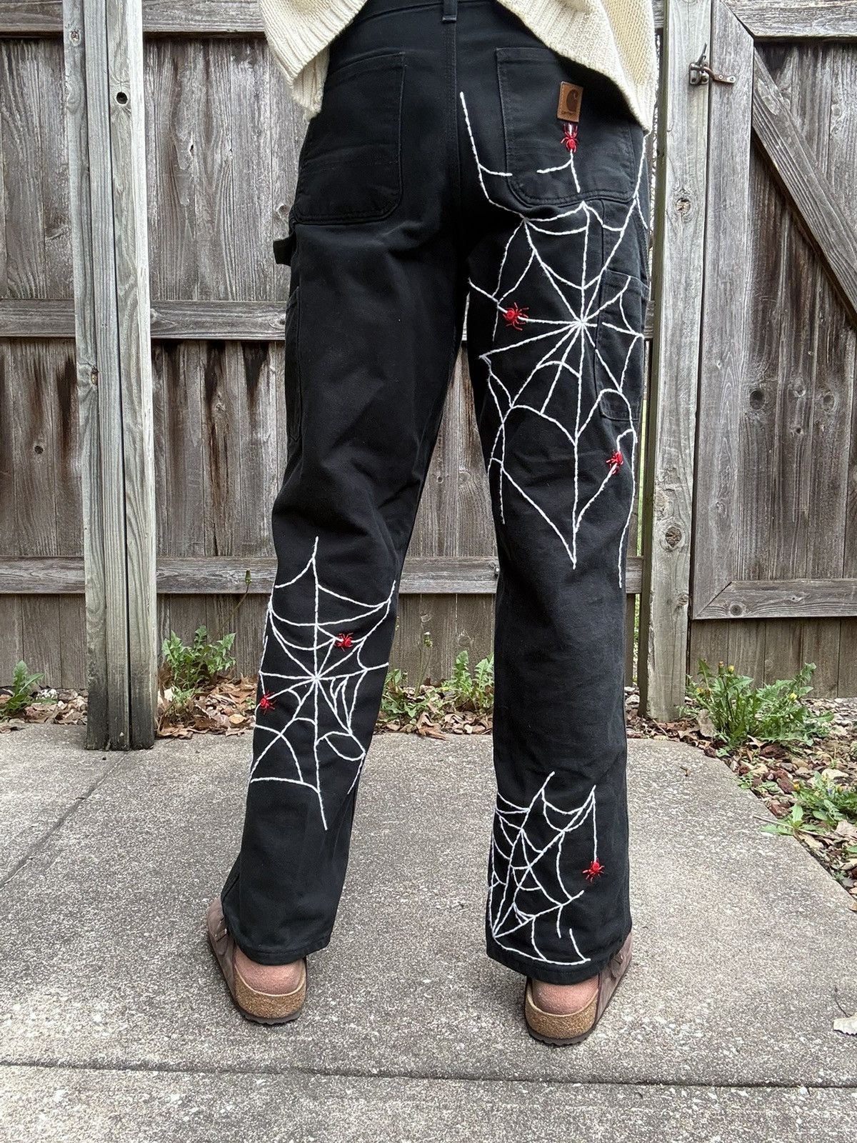 Carhartt Custom Rework Carhartt Black Jeans - Embroidered Spider Web Size US 28 / EU 44 - 3 Thumbnail