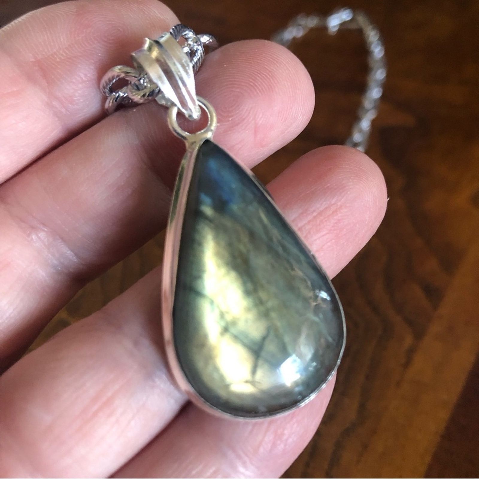 Handmade Handcrafted genuine labradorite raindrop 925 necklace Size ONE SIZE - 2 Thumbnail