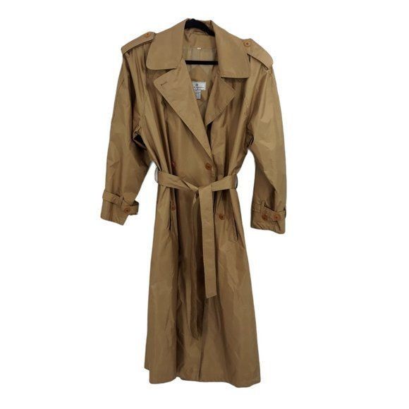 Vintage Vtg 80s Trench Coat Sz 12 Gold Longline Belted Waist Sailor Size XL / US 12-14 / IT 48-50 - 1 Thumbnail