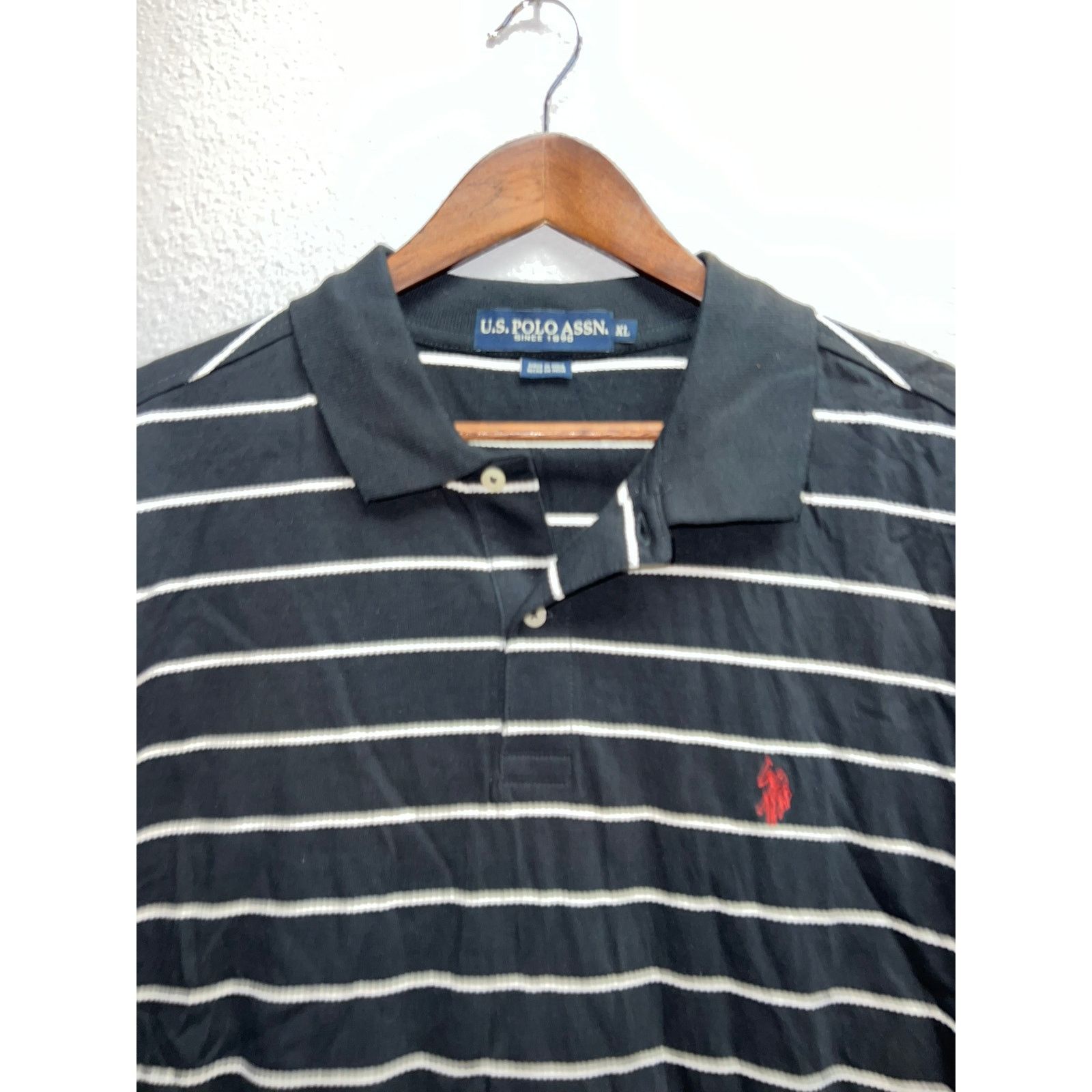 U.S. Polo Assn. US Polo Assn Polo Shirt Black White Striped Mens X-Large Size US XL / EU 56 / 4 - 2 Thumbnail