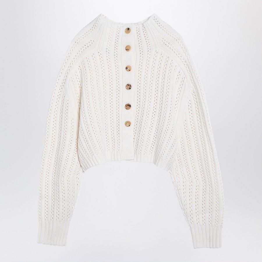 Max Mara o1d2blof0824 Cashmere Wool Sweaters in White Size S / US 4 / IT 40 - 1 Thumbnail