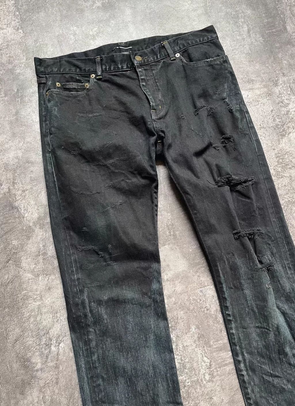Saint Laurent Paris saint Laurent parisFall/Winter 16 Black Chain Greasy Scrub Size US 33 - 2 Thumbnail