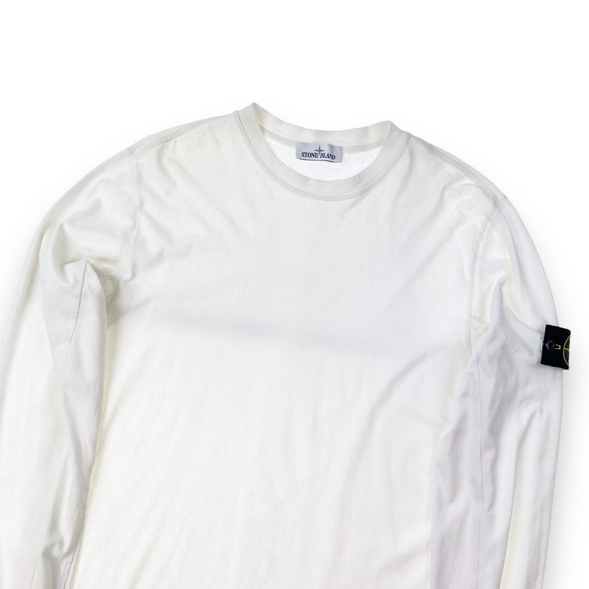 image of Stone Island White Long Sleeve T Shirt, Men's (Size 2XL)
