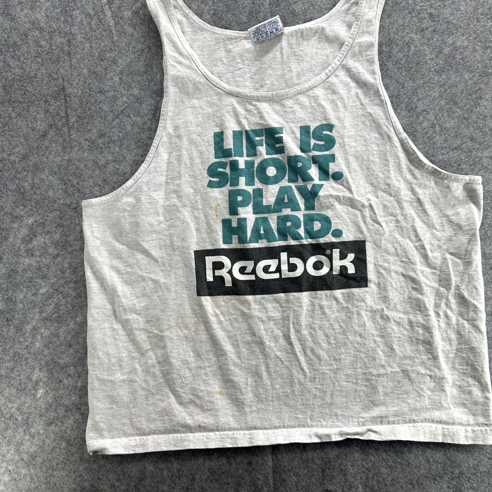Reebok VINTAGE Reebok Tank Top Mens XL 90s Gray Graphic Print Cotton Athletic Sleeveless Made USA Size US XL / EU 56 / 4 - 3 Thumbnail