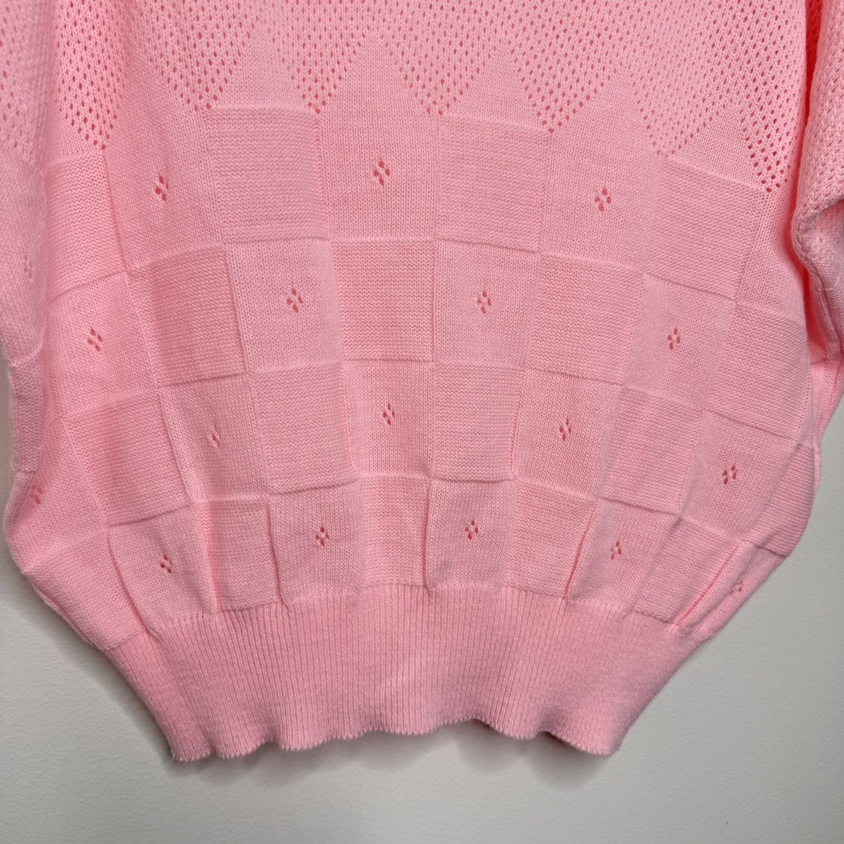 Vintage Vintage 80s Pink Lightweight Knit Sweater Sz XL Pointelle Size XL / US 12-14 / IT 48-50 - 3 Thumbnail
