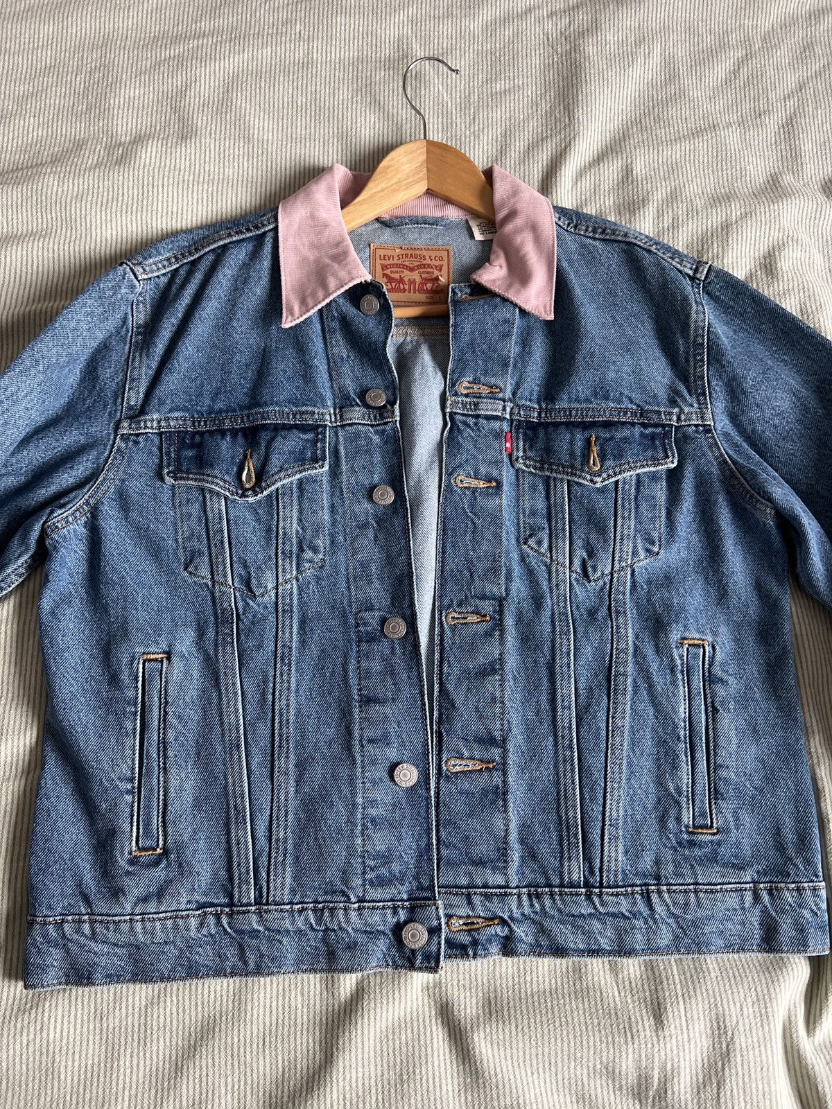Levi's Levi Denim Jacket with Pink Corduroy Accents Size L / US 10 / IT 46 - 5 Thumbnail