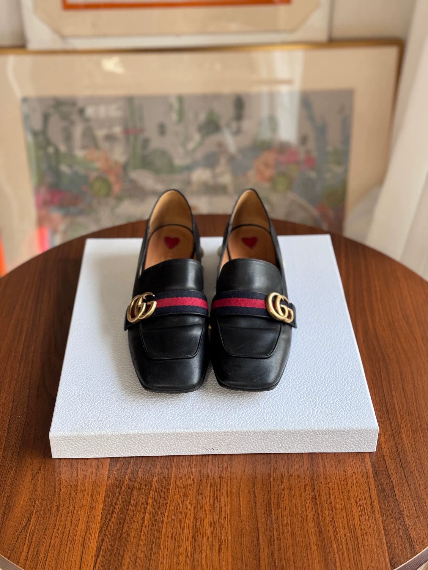 Gucci GUCCI 98 New Black Pearl Double G Women's Two-Way Loafers 38 Size US 7 / IT 37 - 1 Thumbnail