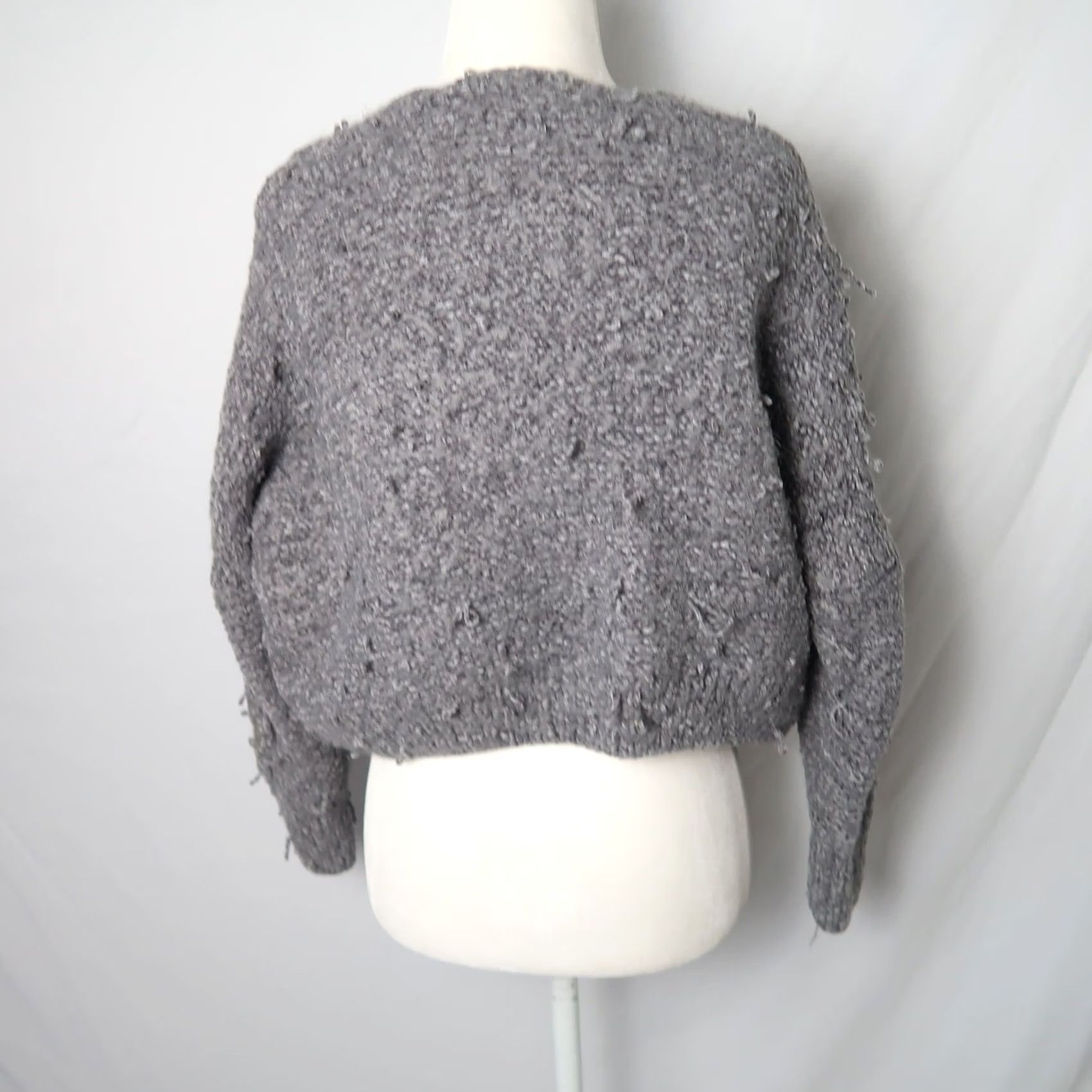 Vintage Grey chenille knit fuzzy textured cropped cardigan sweater M Size M / US 6-8 / IT 42-44 - 5 Thumbnail