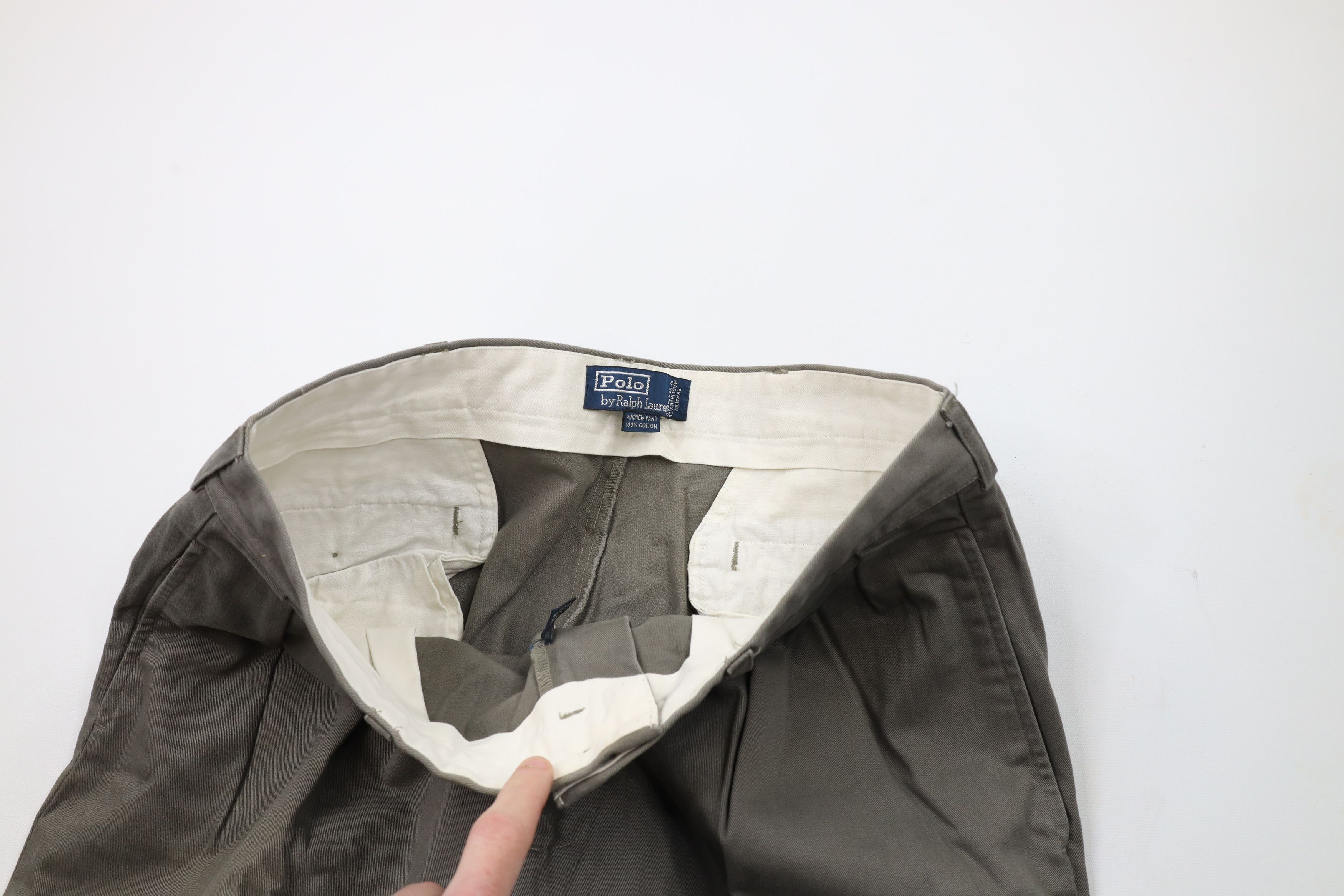 Ralph Lauren × Vintage Vintage 90s Ralph Lauren Wide Leg Chino Pants Gray Green Size US 34 / EU 50 - 7 Thumbnail