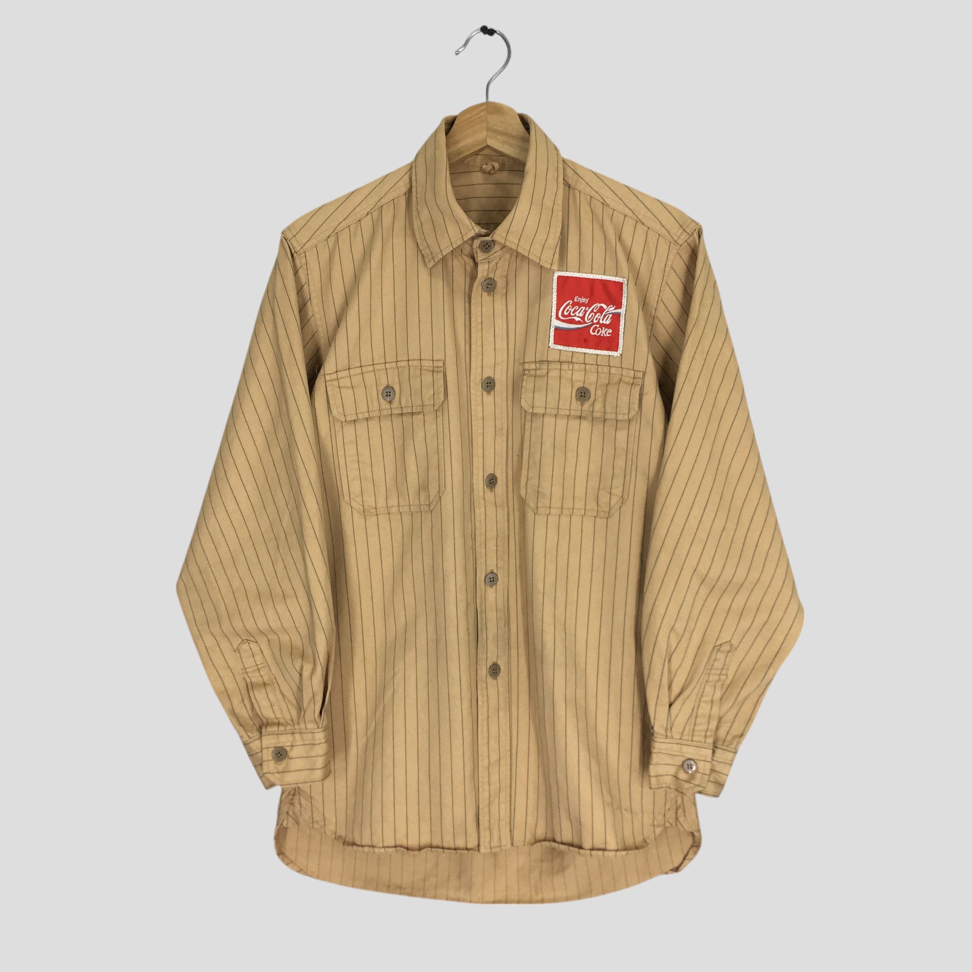 Coca Cola × Vintage Vintage 80s Coca Cola Worker Hickory Button Down Shirt Size US M / EU 48-50 / 2 - 1 Thumbnail