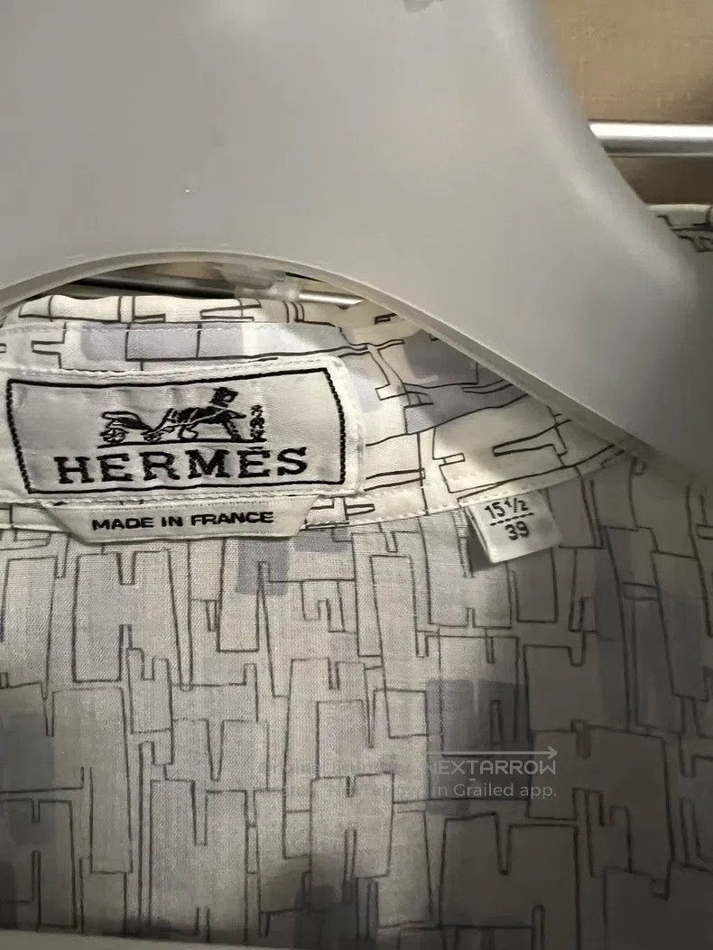 Hermes Hermes size 39 Men's cotton shirt with logo all-over print Size US S / EU 44-46 / 1 - 5 Thumbnail