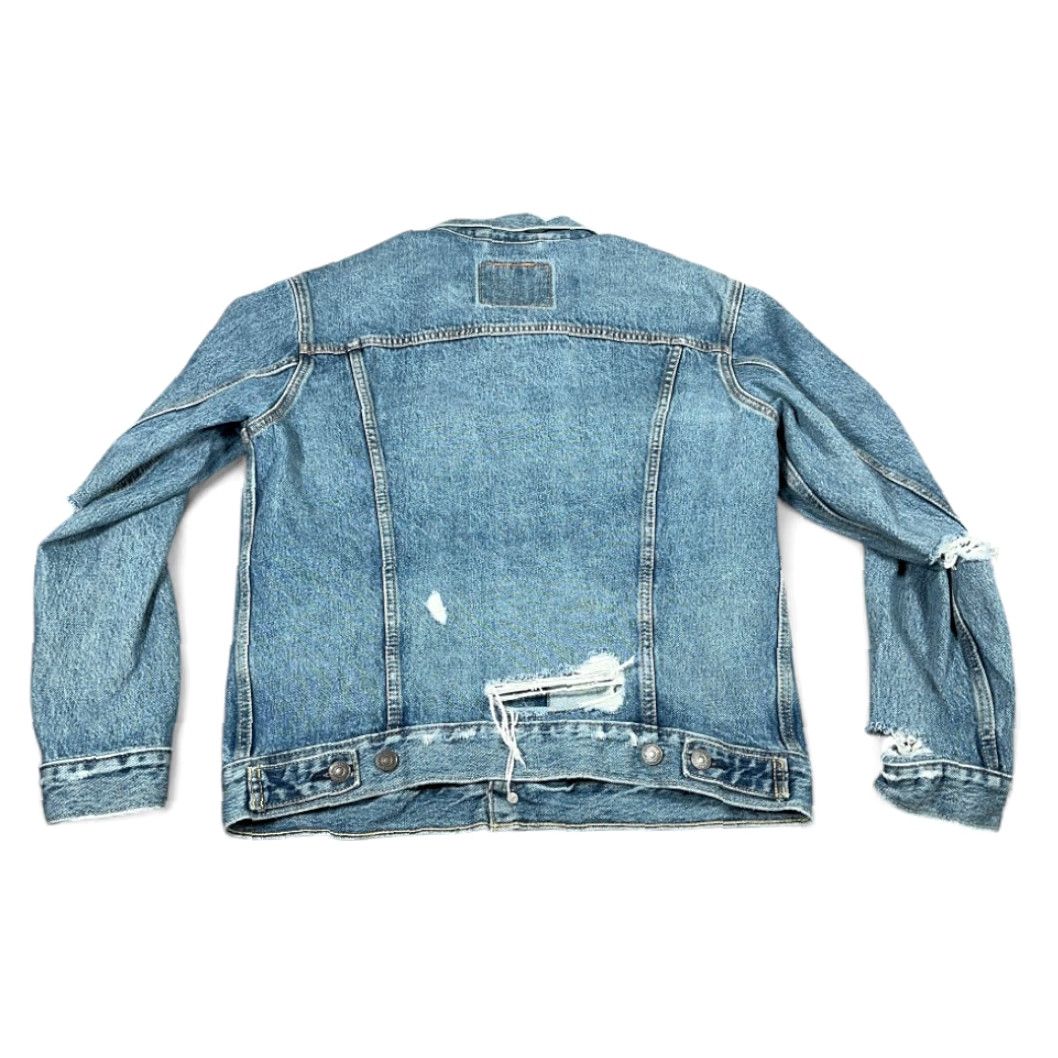Levi's VINTAGE Levi's Trucker Jacket Mens Shirt Blue Denim Medium Wash Distressed Pockets Button Front Size US 31 - 3 Thumbnail