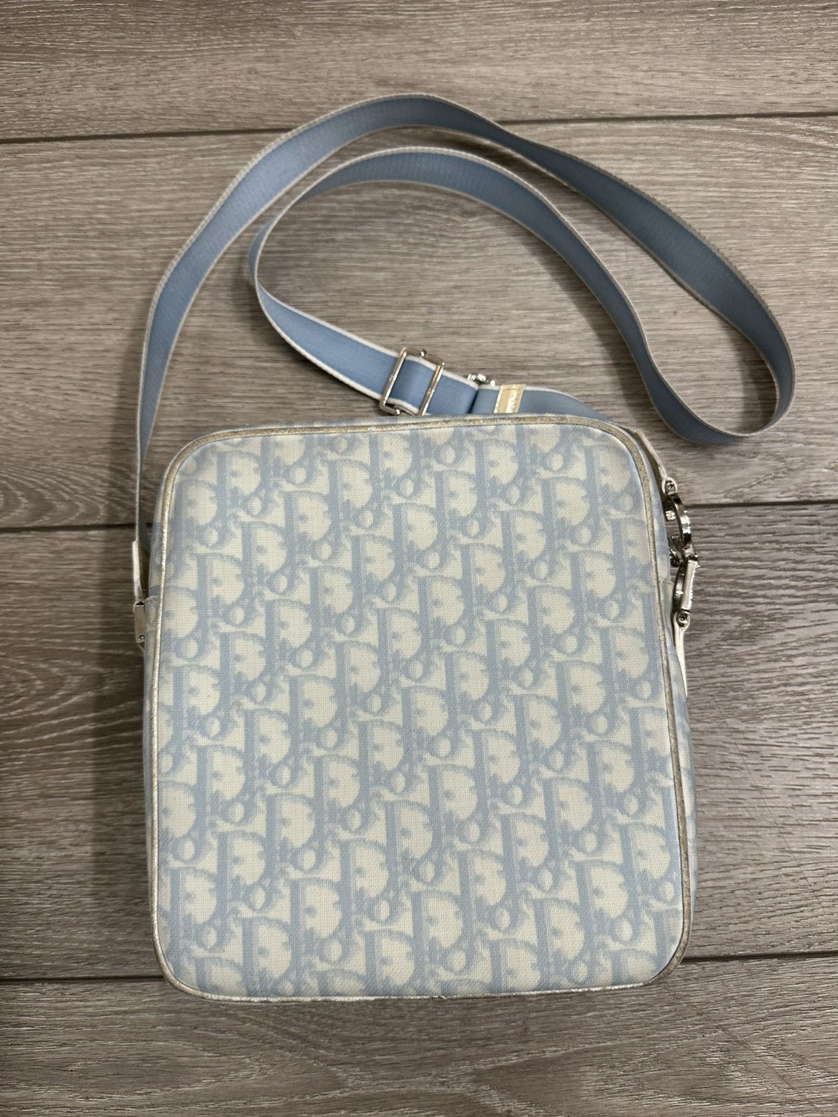 Christian Dior Monogram Blue Shoulder Bag Vintage