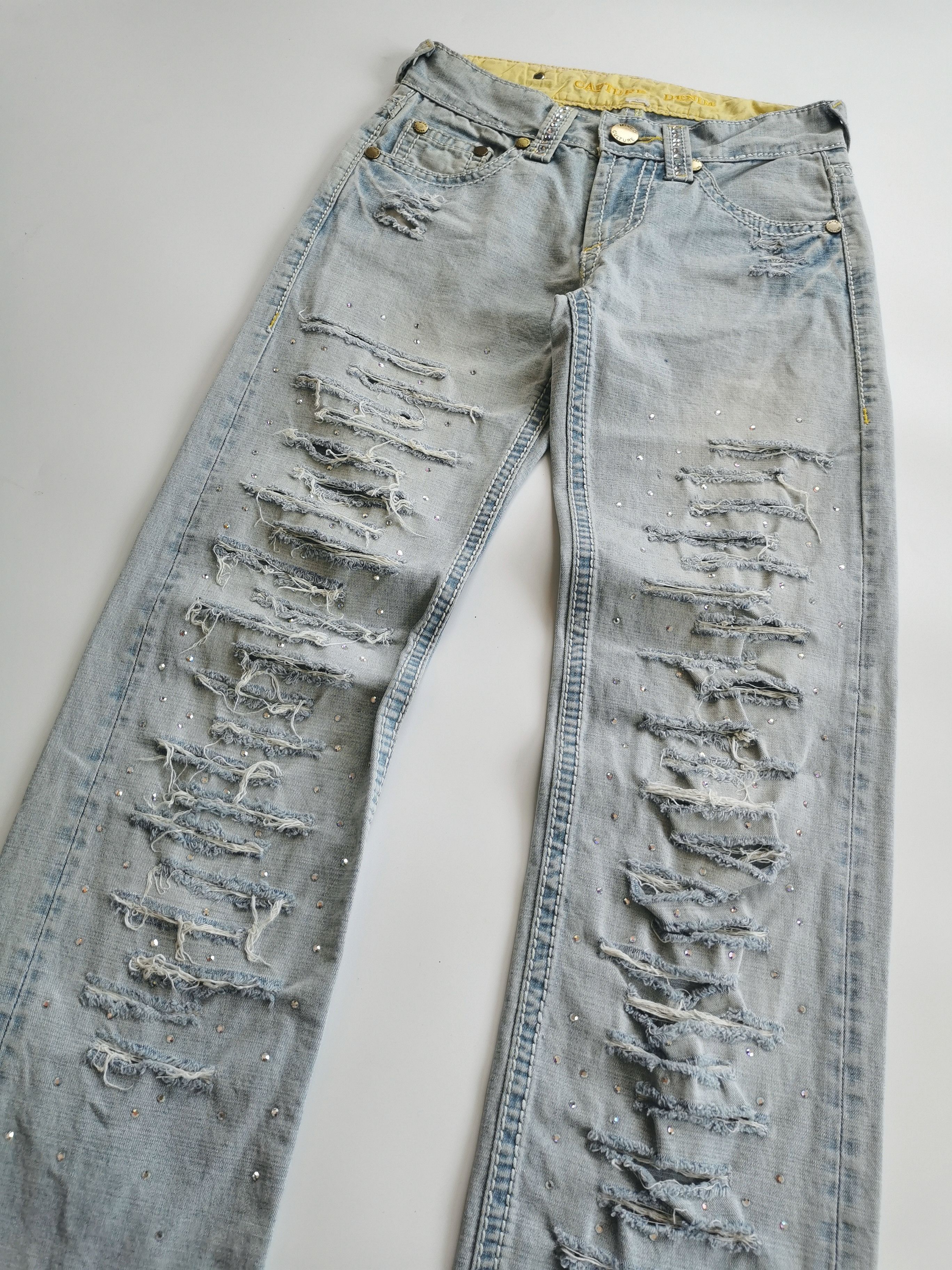Le Grande Bleu (L.G.B.) Capture Denim Rhinestone Studded Distressed Denim Jeans Size US 28 / EU 44 - 1 Thumbnail