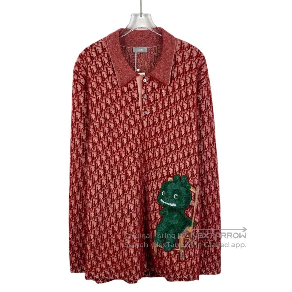Dior red dragon logo long sleeve polo shirt. Size US L / EU 52-54 / 3 - 1 Thumbnail