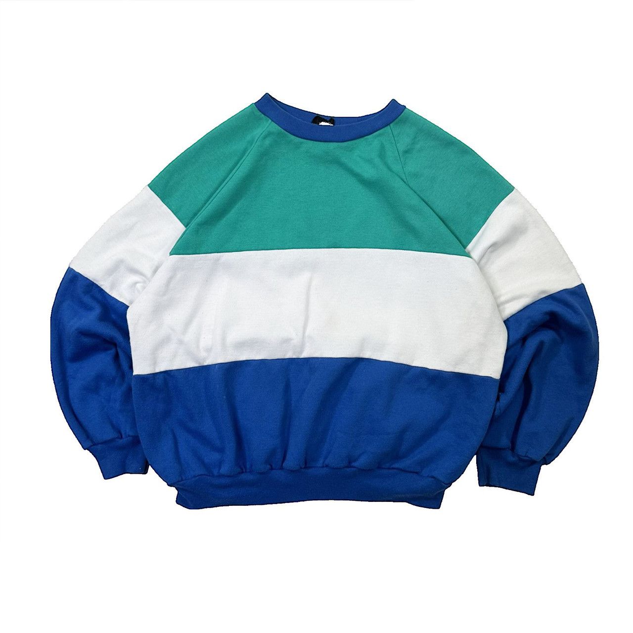 Vintage VIntage 90s Teal Blue Striped Sweater Size US L / EU 52-54 / 3 - 1 Thumbnail