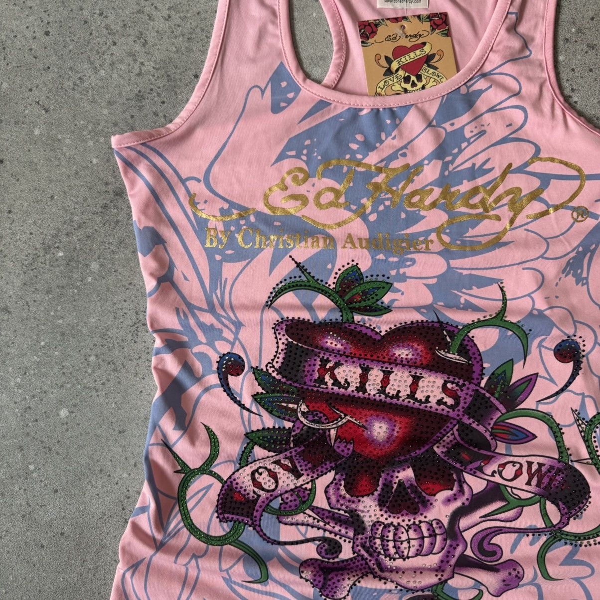 Ed Hardy Ed Hardy Y2K Vintage Love Kills Slowly Pink Tank Top Size M / US 6-8 / IT 42-44 - 3 Thumbnail