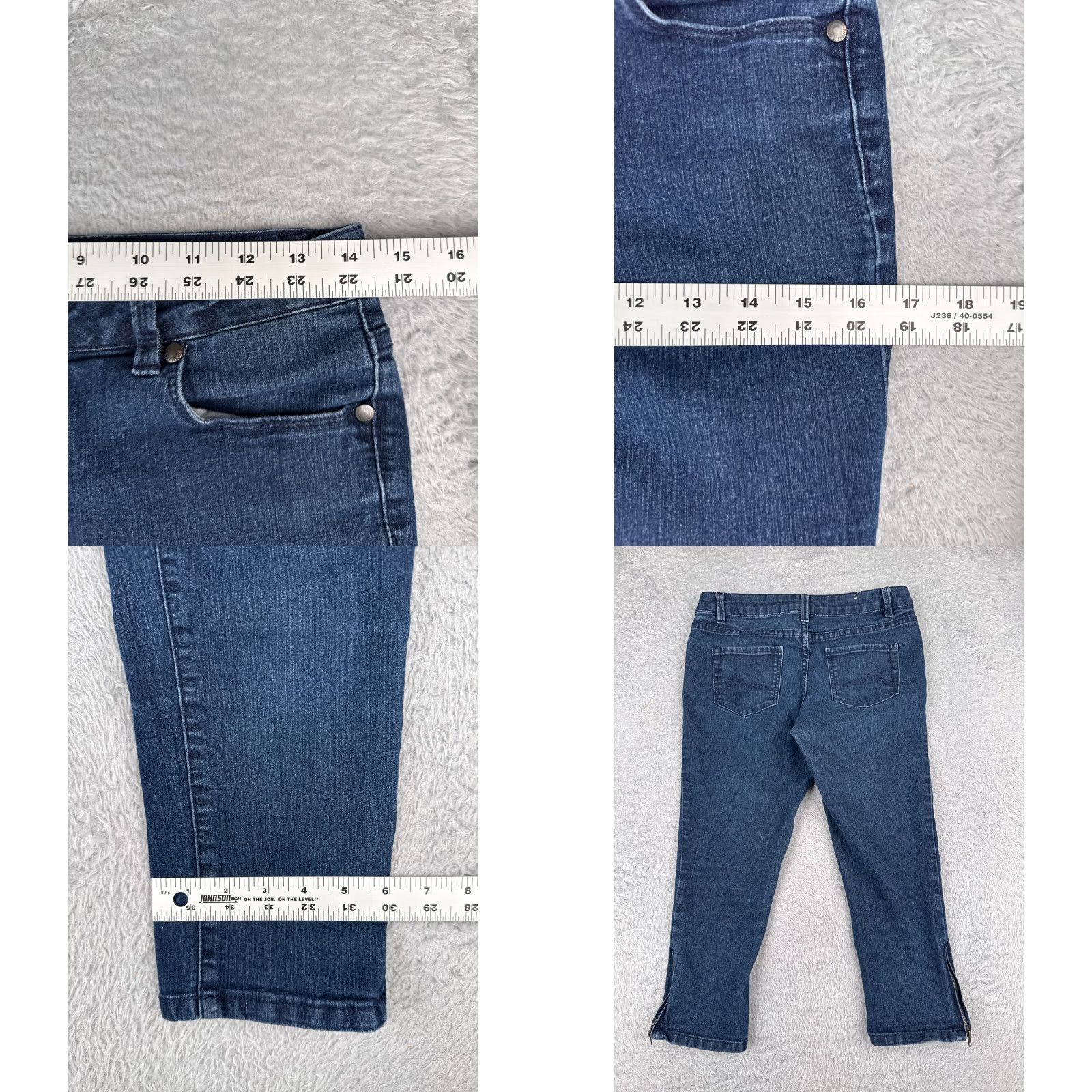 Vintage Max Jeans Women's Jeans Capri 28x21 Blue Denim Cotton Blend Zip Button Low Rise 4 Vintage No Size 27" / US 4 / IT 40 - 9 Thumbnail