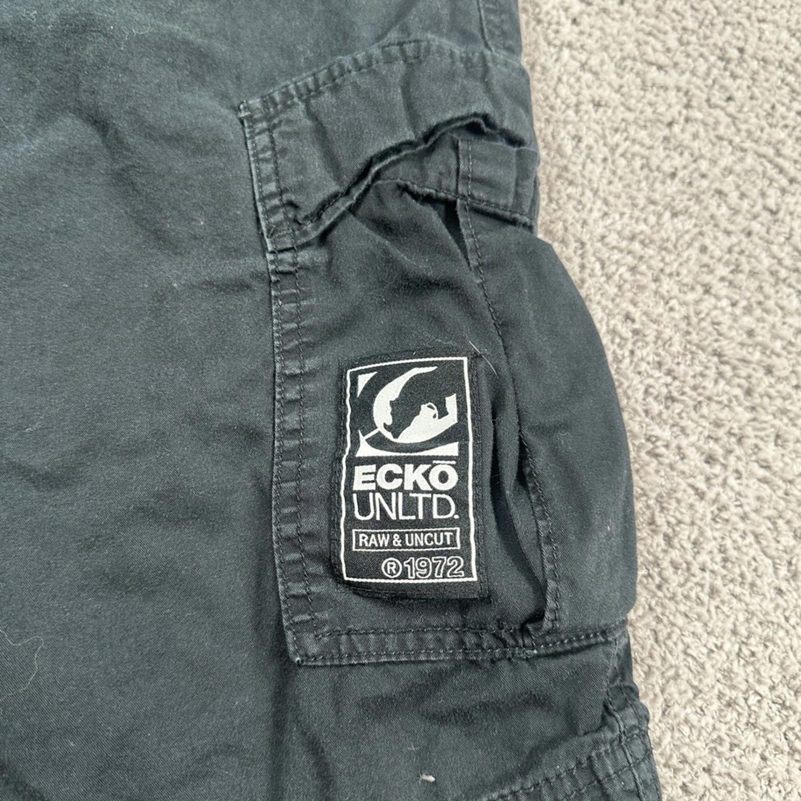 Ecko Unltd. Y2K Ecko Unltd Mens Black Cargo Shorts Size 42 Raw Uncut Size US 42 / EU 58 - 6 Thumbnail