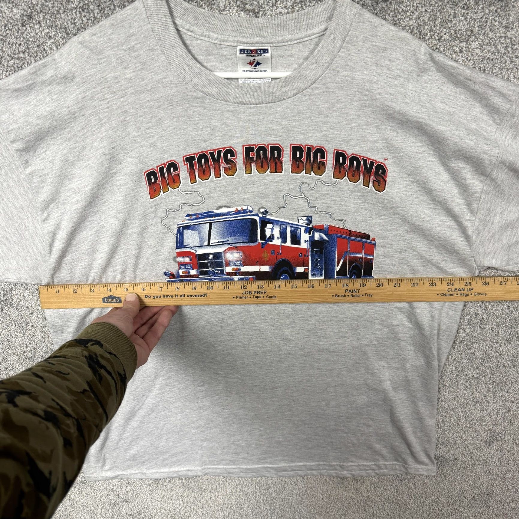 Jerzees VINTAGE Big Toys For Big Boys Fire Truck T-Shirt Mens 2XL Heather Gray Streetwear Size US XXL / EU 58 / 5 - 3 Thumbnail