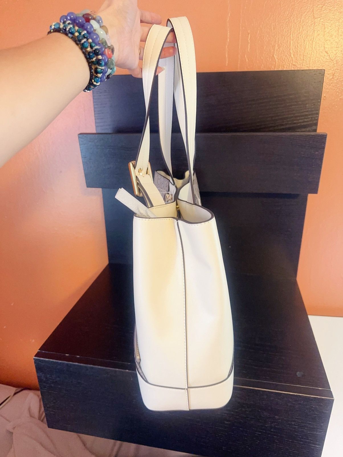 Calvin Klein Calvin Klein Beige Logo Signature Triple Compartment Satchel Size ONE SIZE - 4 Thumbnail