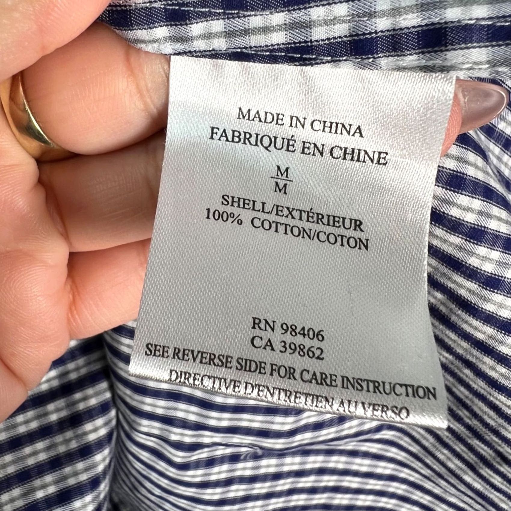 Theory Theory Button-Up Shirt Cotton Long Sleeve Blue & White Checkered Womens Medium Size M / US 6-8 / IT 42-44 - 4 Thumbnail