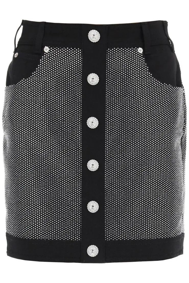 image of Balmain O1S22I1N0424 Denim Mini Skirt In Black, Women's (Size 26)