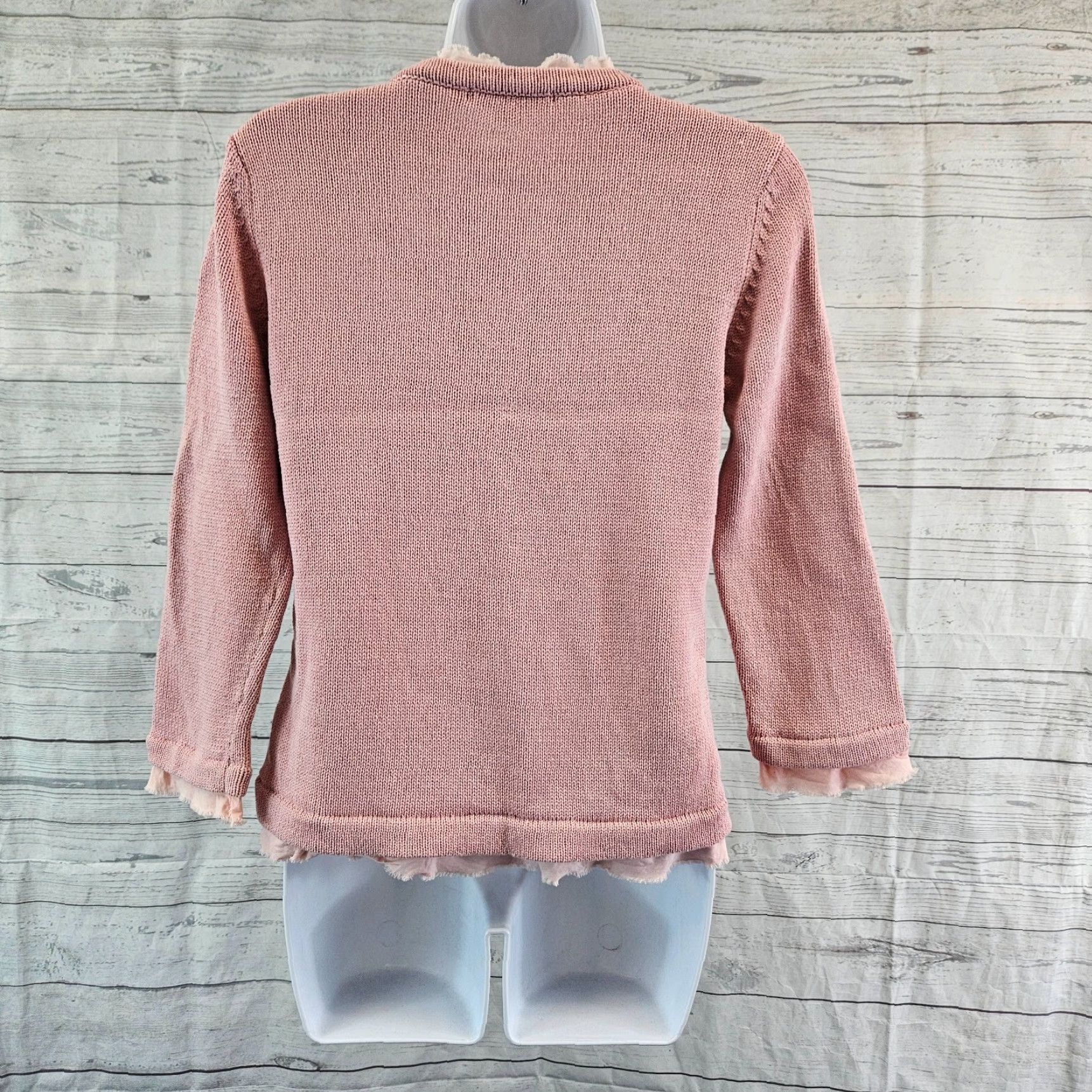 Boden Boden Cardigan Women Knit Cotton 3/4 Sleeve Pink Ruffle Button Sz 8 Size M / US 6-8 / IT 42-44 - 4 Thumbnail