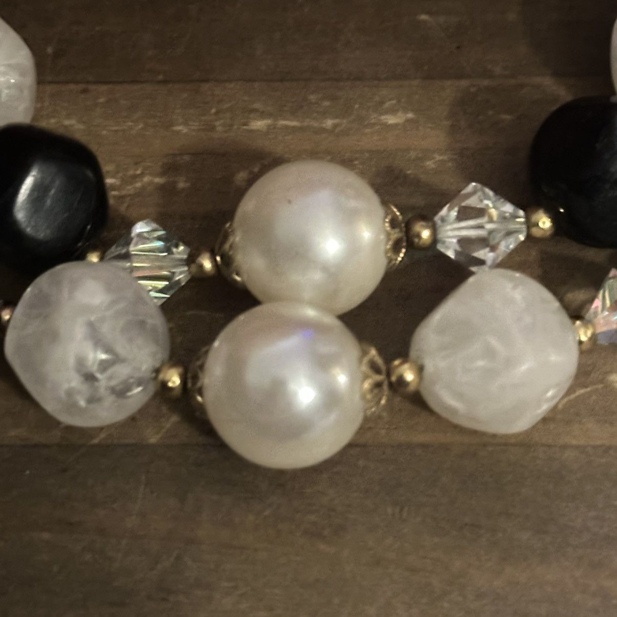 Vintage Vintage black and white pearl & bead doubled necklace Size ONE SIZE - 3 Thumbnail