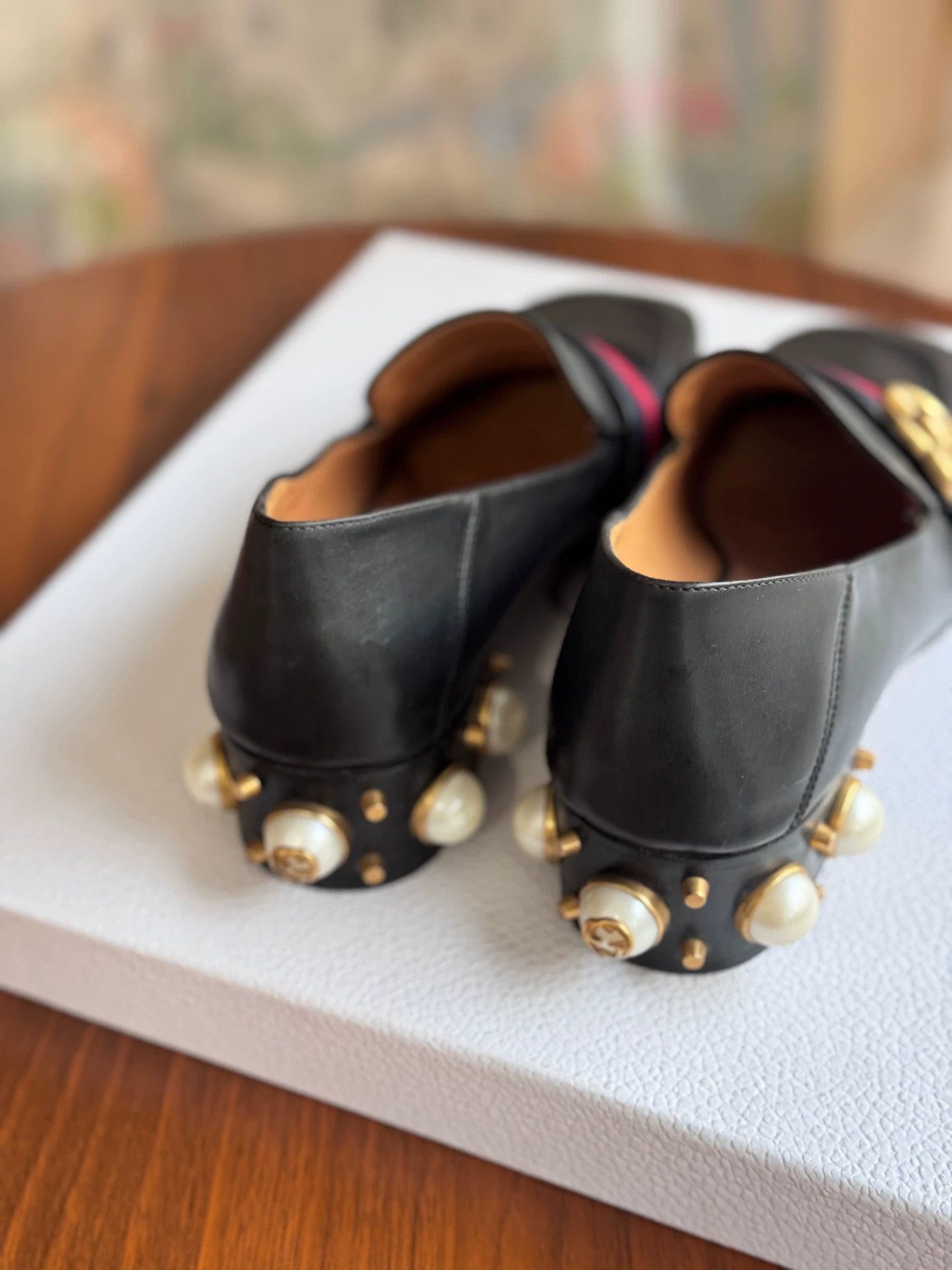 Gucci GUCCI 98 New Black Pearl Double G Women's Two-Way Loafers 38 Size US 7 / IT 37 - 2 Thumbnail