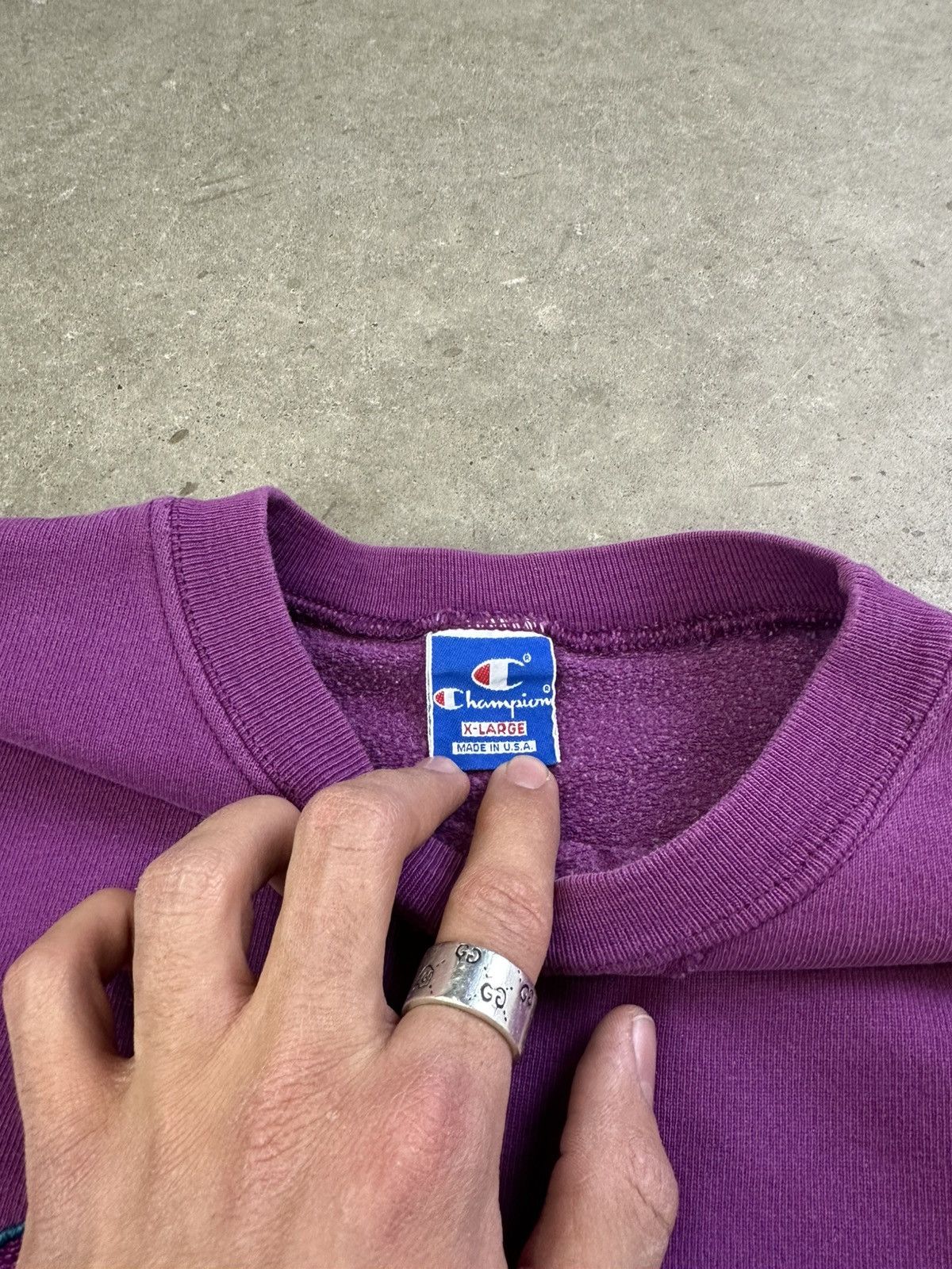 Champion × Vintage Vintage Colourblock Crewneck 90s Champion Sweatshirt Large Size US L / EU 52-54 / 3 - 3 Thumbnail