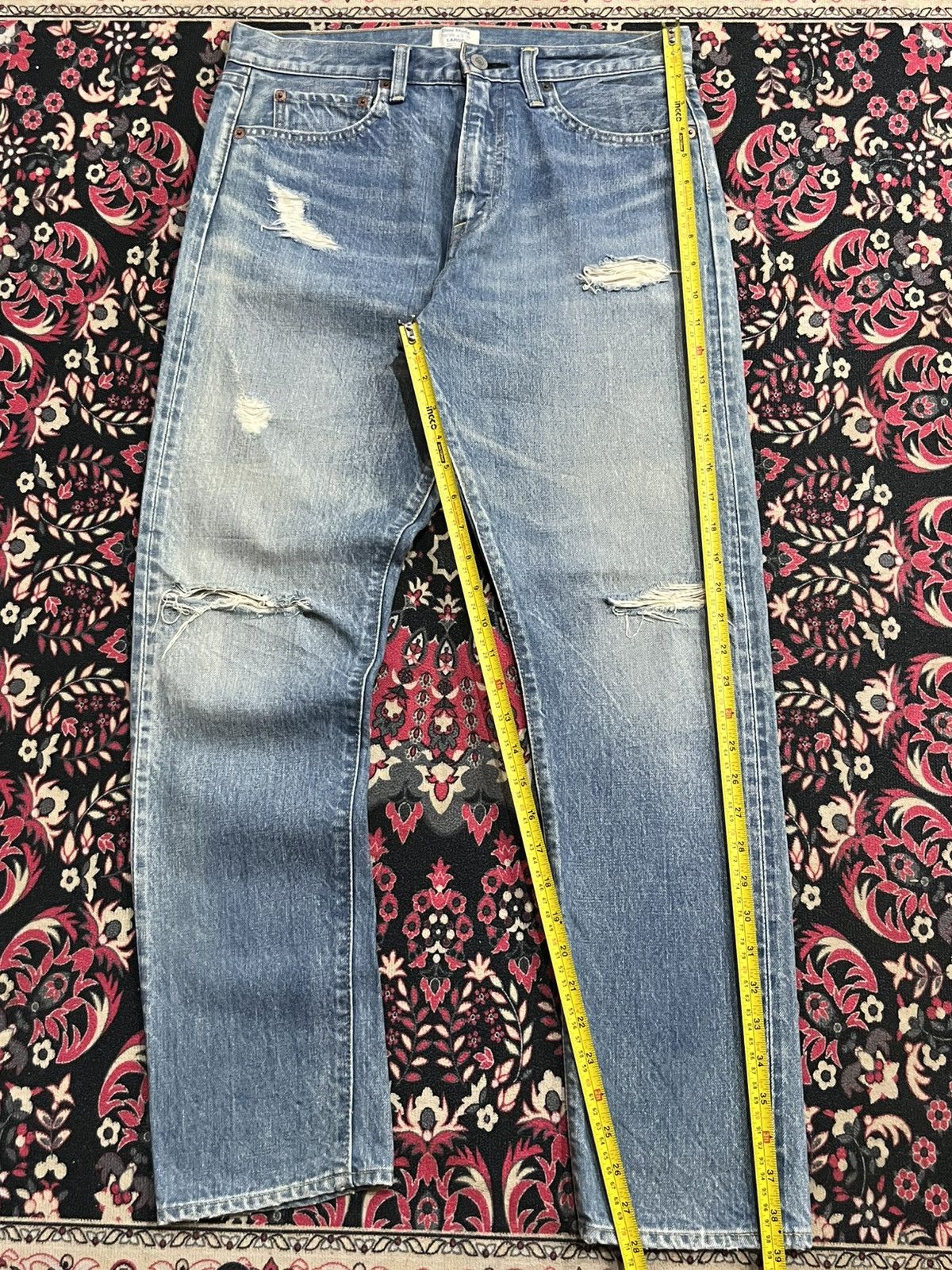 URBAN RESEARCH DOORS Japanese Brand Urban Research Blue Washed Selvedge Rip Jeans Size US 31 - 11 Thumbnail