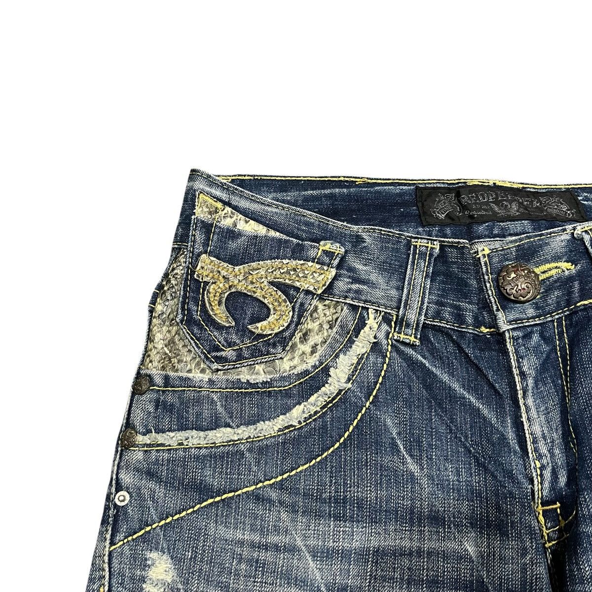 Seditionaries RedPepper Denim Snake Skin Patch Faded Pant Size US 32 / EU 48 - 7 Thumbnail