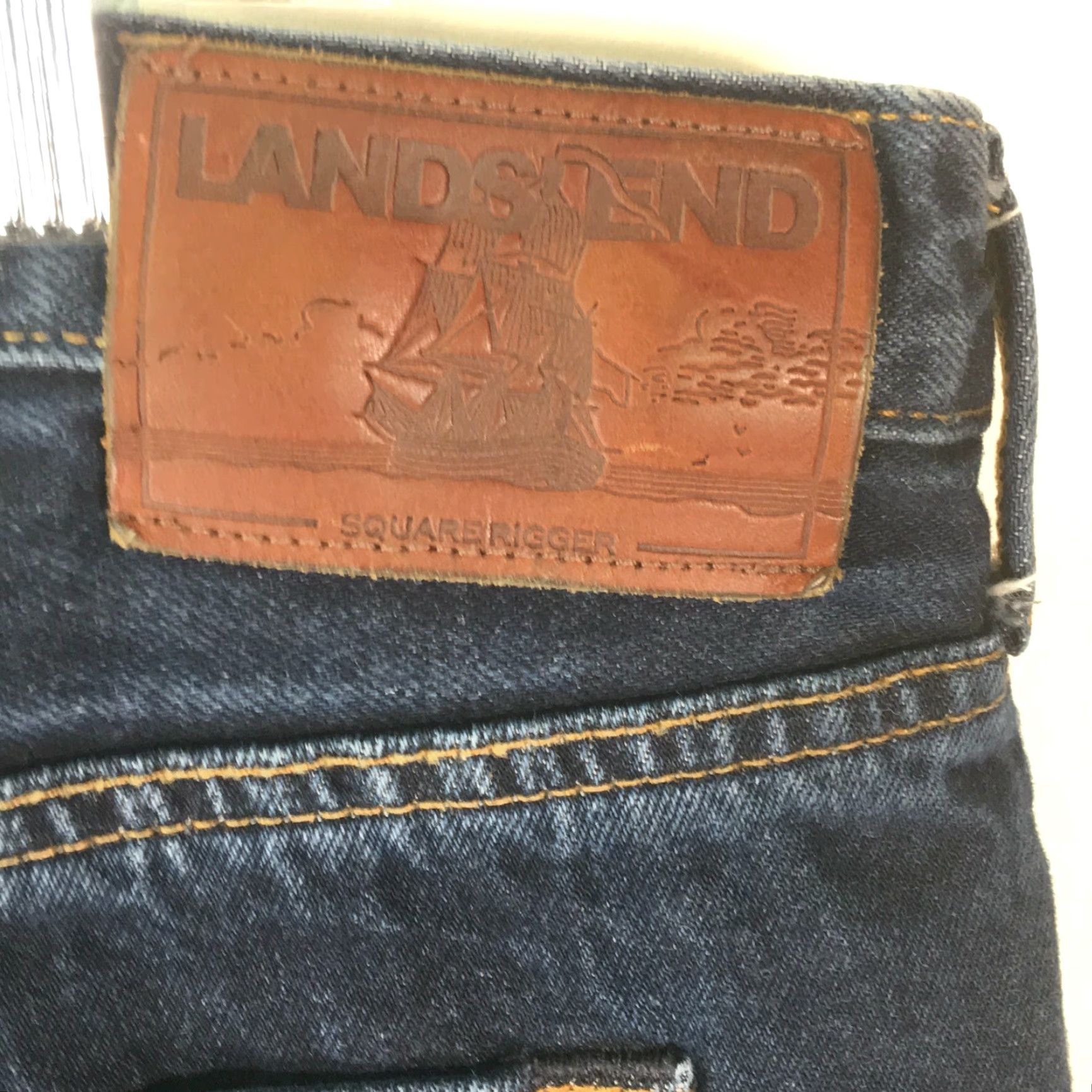 Lands' End Lands' End Men's High Rise Blue Denim Jeans, Size 42, Traditional Fit, Straight Leg, Regular Length, Casual Style Size US 42 / EU 58 - 7 Thumbnail