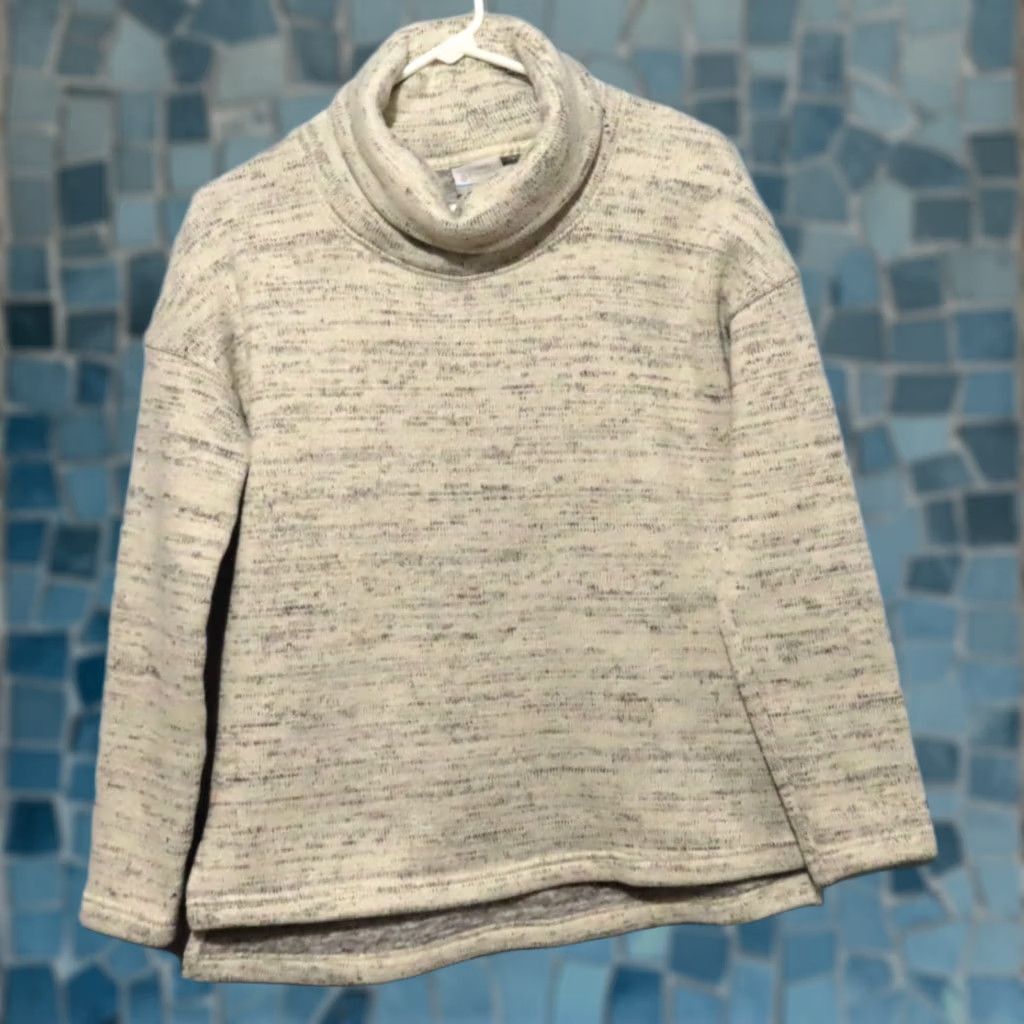 Vintage Columbia Pullover Women's S White Gray Turtleneck Tight Knit Sweater Shirt Size S / US 4 / IT 40 - 1 Thumbnail