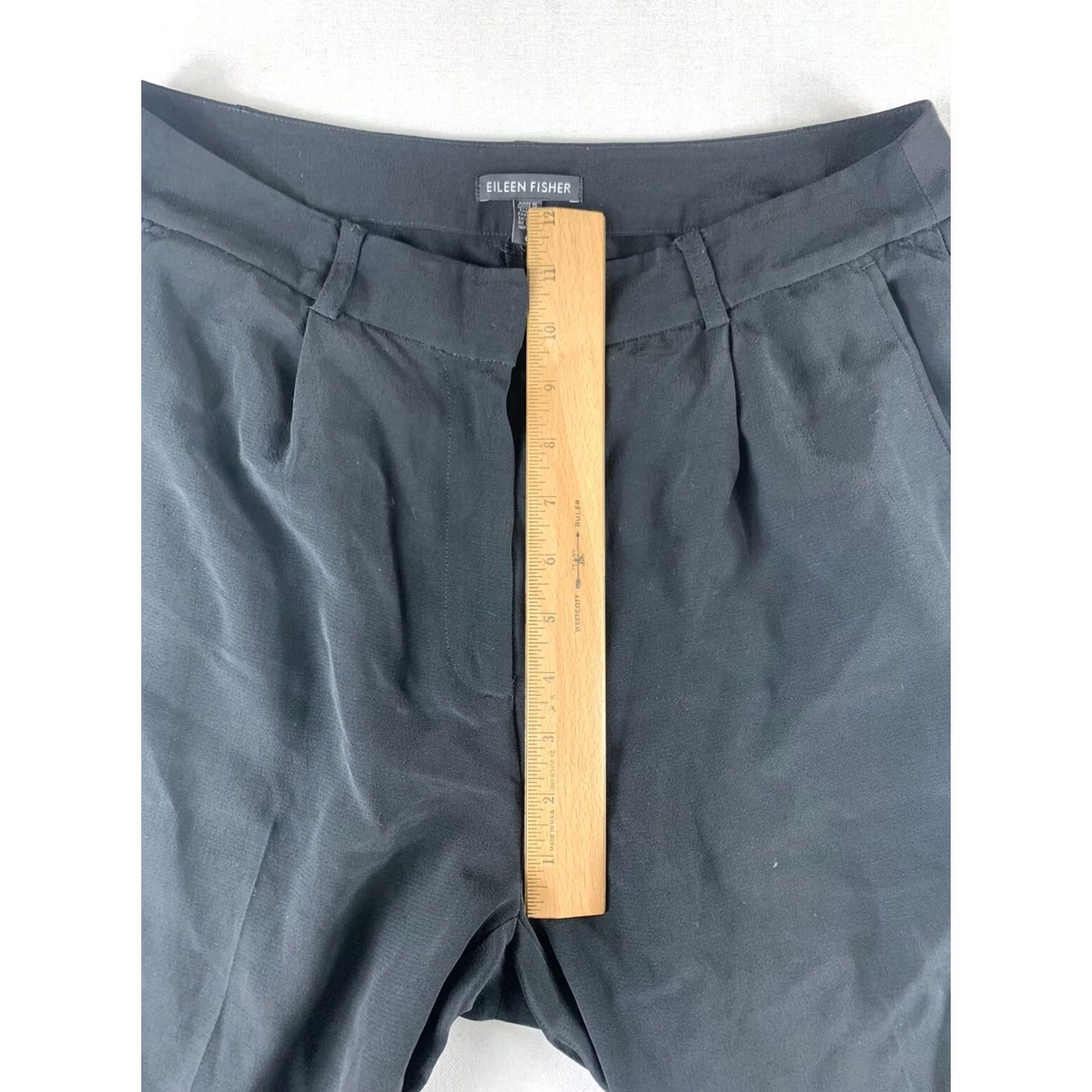 Eileen Fisher EILEEN FISHER PANTS WOMENS 6 BLACK STRAIGHT BUSINESS (FLAT LAY 30X30) Size 28" / US 6 / IT 42 - 4 Thumbnail