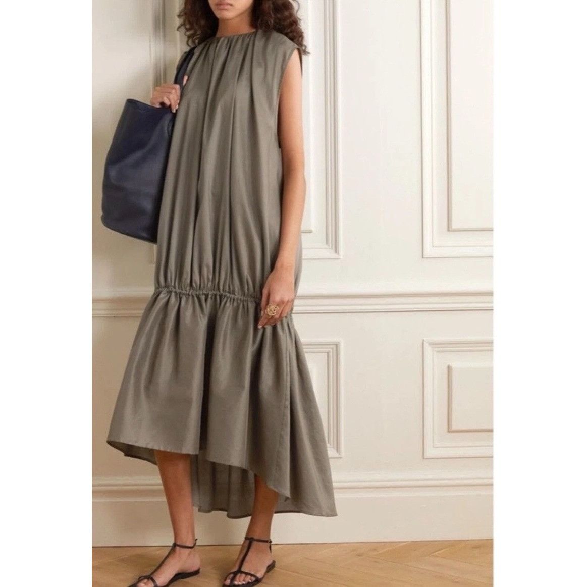 Toteme $490 Toteme L Pretoria Maxi Dress Green Drop Waist Lagenlook |  Grailed