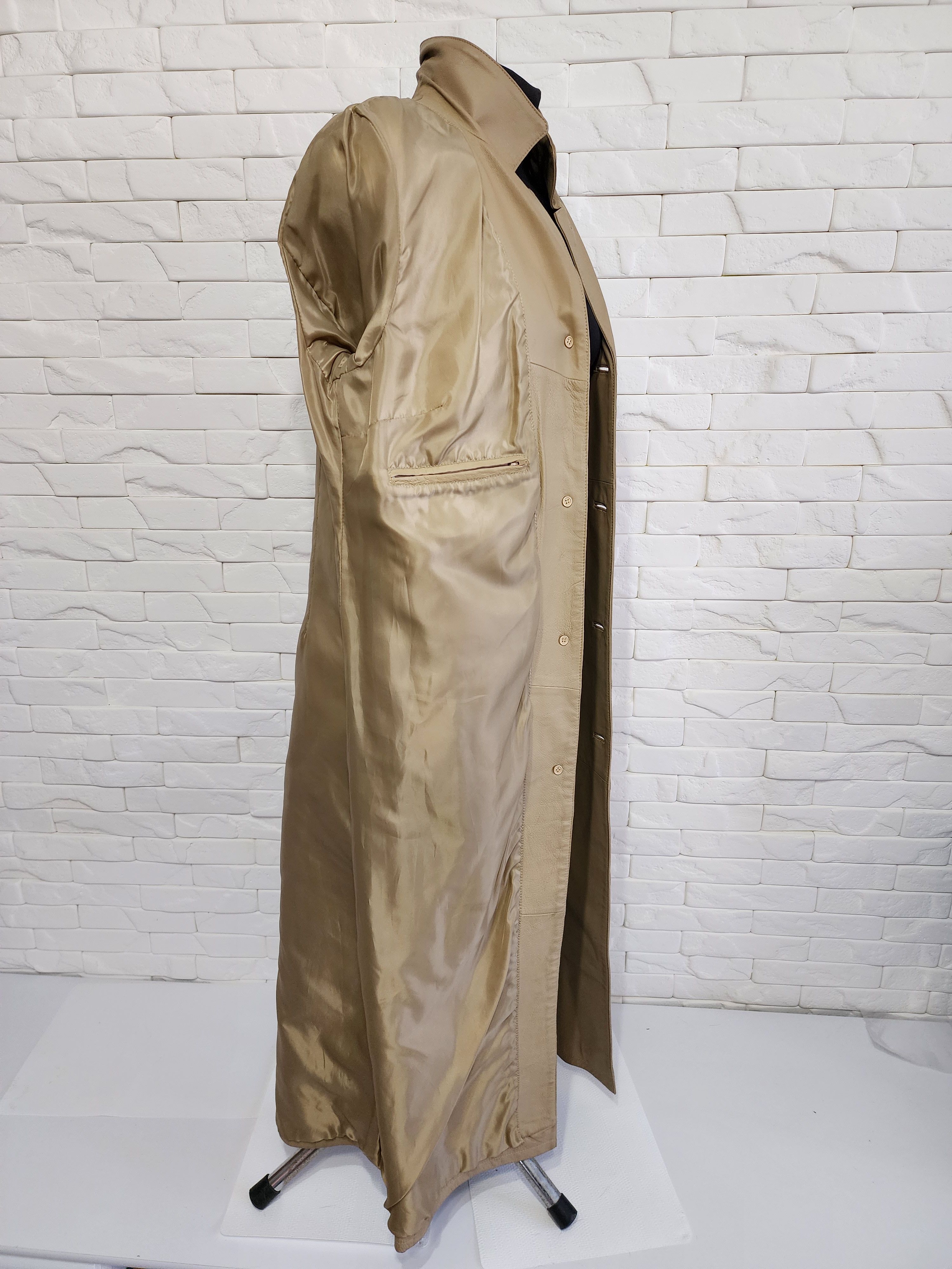Genuine Leather Beige simple leather coat. Size XL / US 12-14 / IT 48-50 - 10 Thumbnail