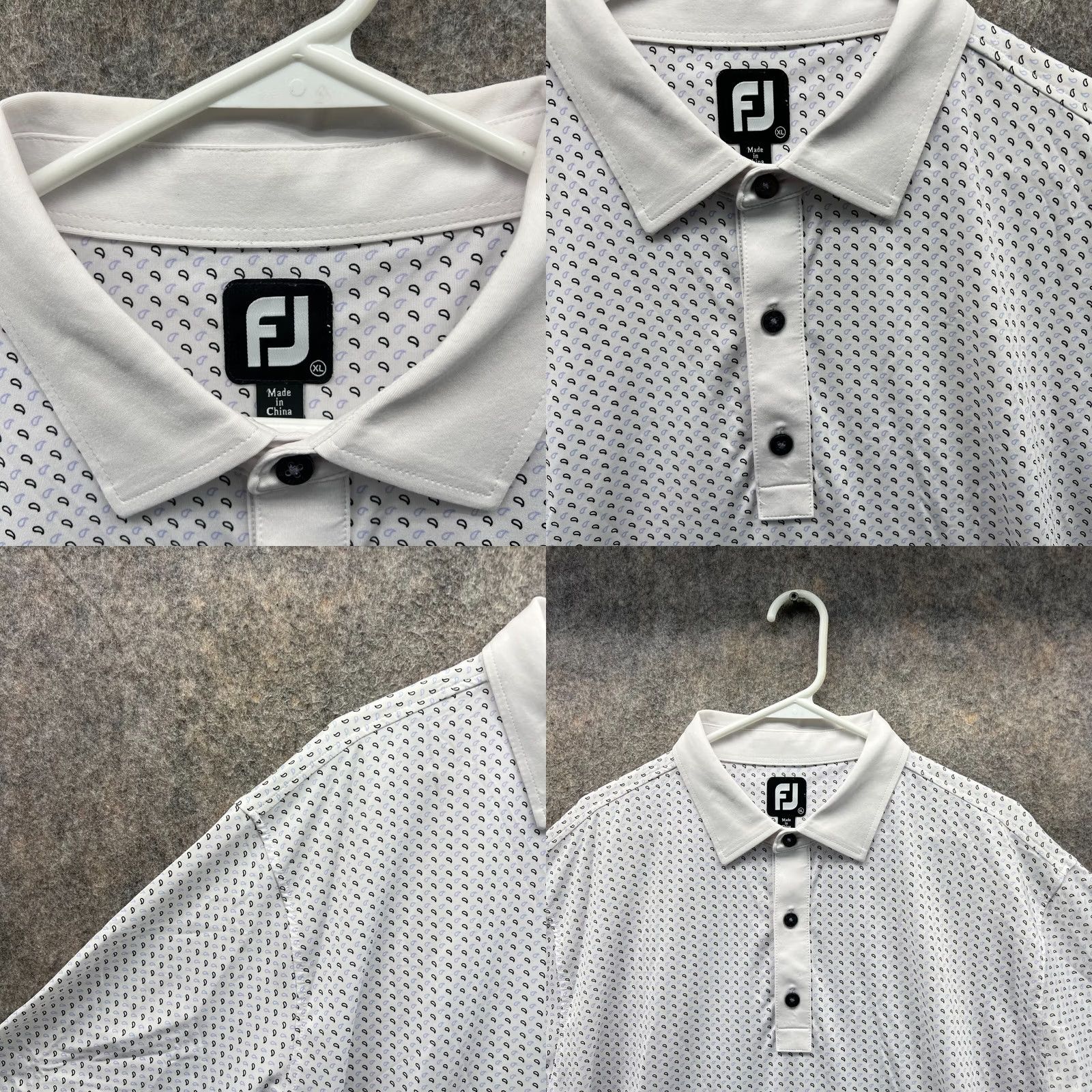 Footjoy FootJoy Polo Shirt Men XL Adult White Polyester All Over Paisley Golf Vintage Size US XL / EU 56 / 4 - 8 Thumbnail