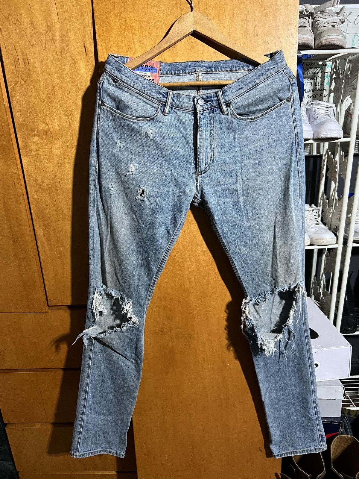 Acne Studios ACNE STUDIOS DENIM JEANS Ripped Knee Slim Fit Size US 34 / EU 50 - 1 Thumbnail
