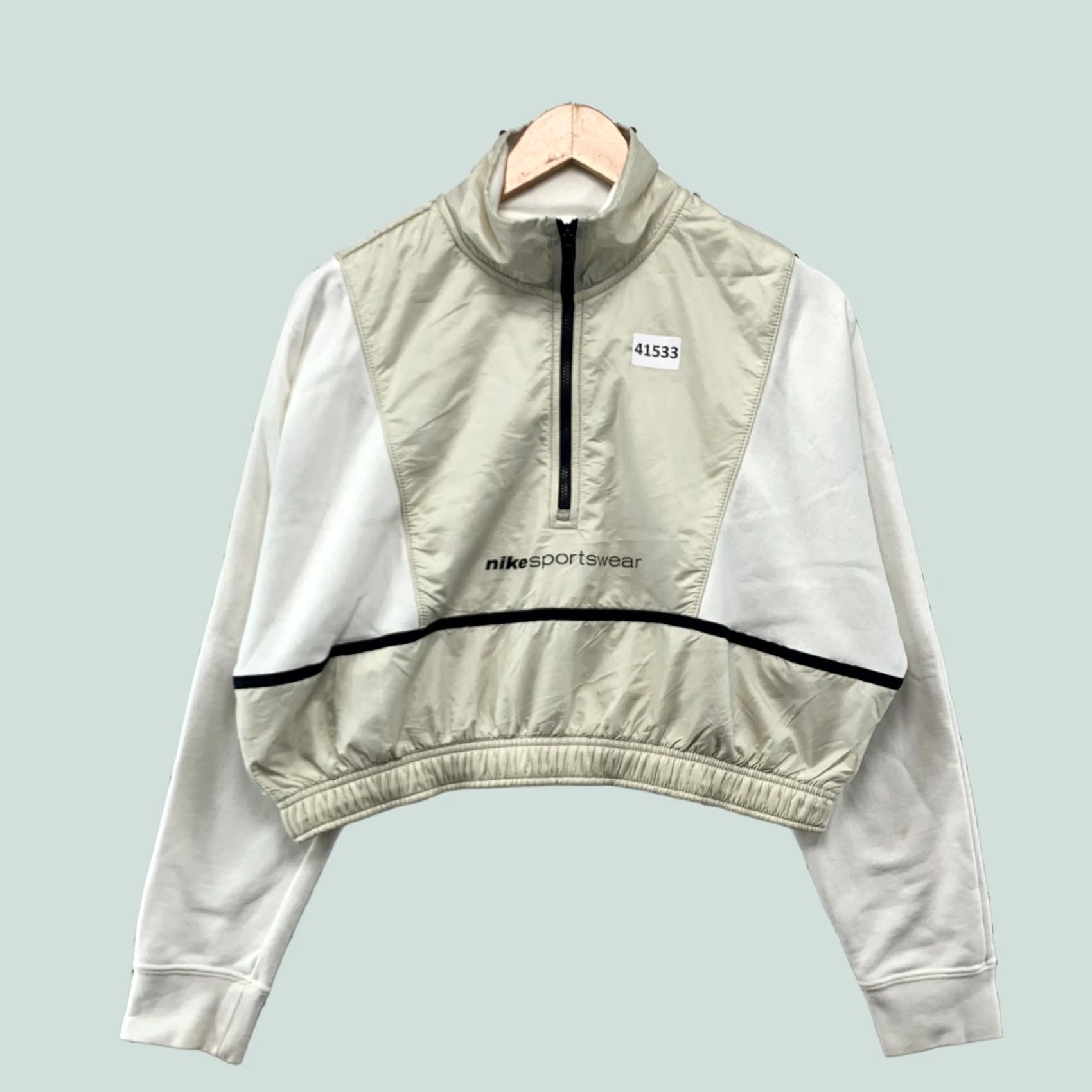 Nike Nike Sportswear Cropped 1/2 Zip Sweatshirt Womens M White Beige Sweatshirt Size M / US 6-8 / IT 42-44 - 1 Thumbnail