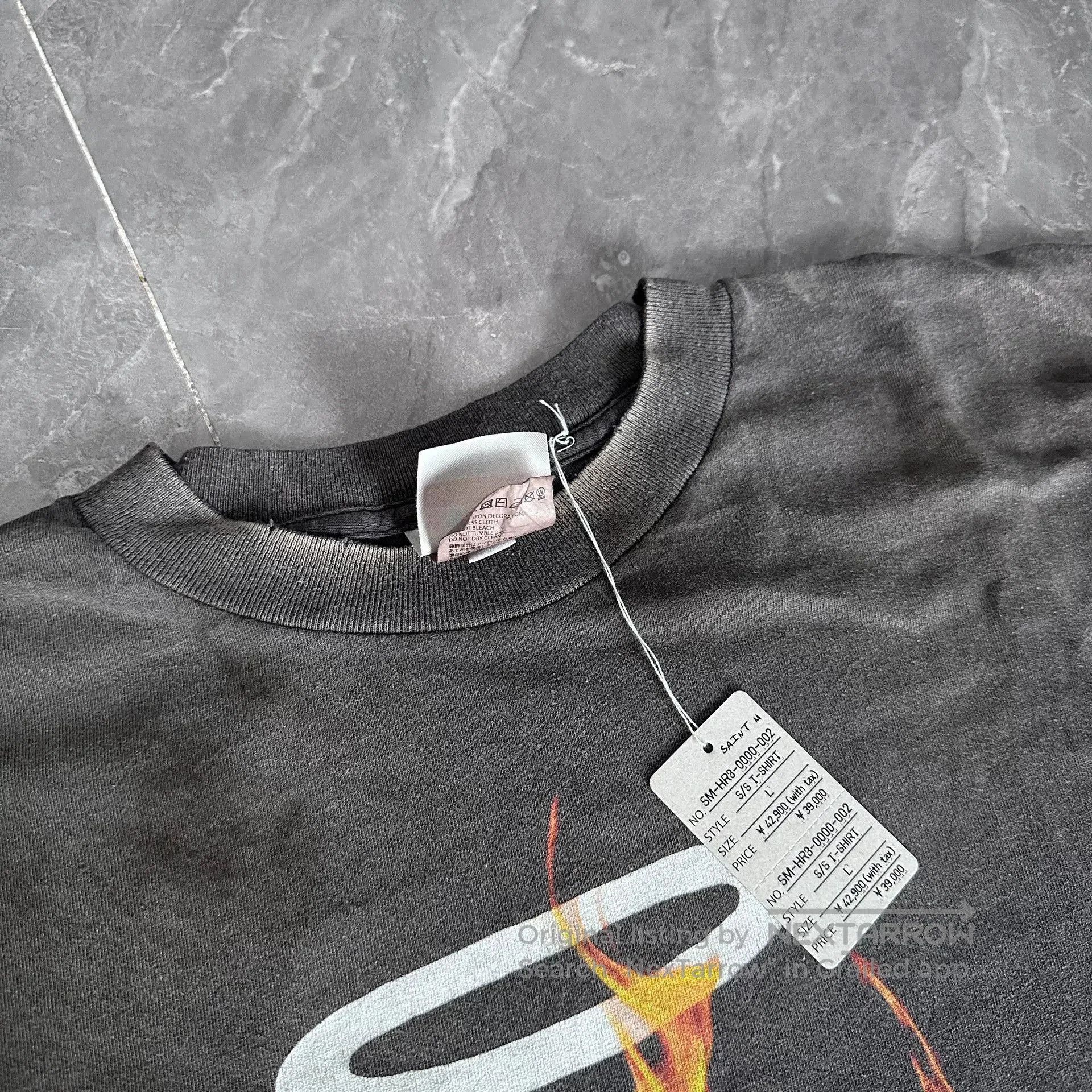 Saint Michael Saint Mxxxxxx SS25 Portrait Flame Print Tee. Size US L / EU 52-54 / 3 - 4 Thumbnail