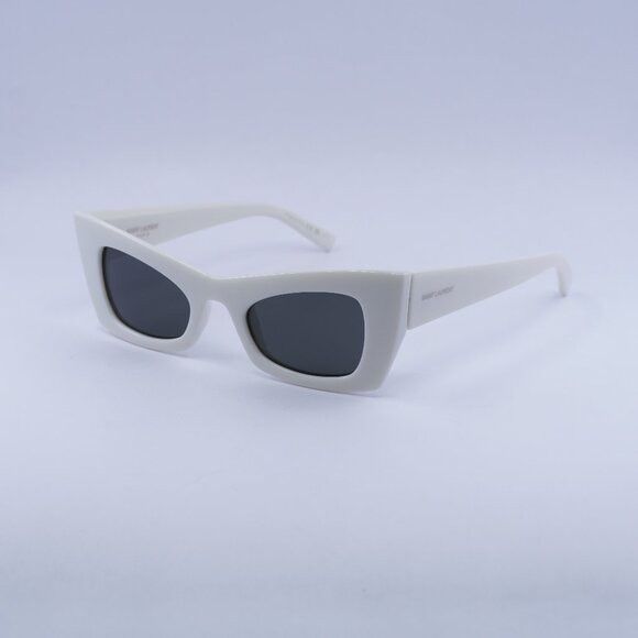 Saint Laurent SL702 003 Sunglasses Ivory Cat Eye Frame Grey