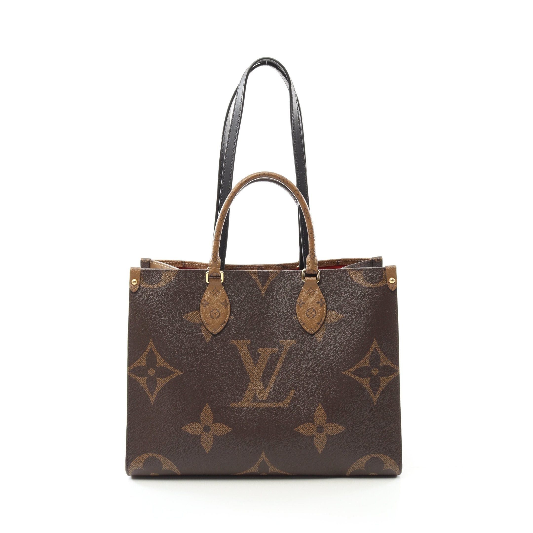 Louis Vuitton Louis Vuitton On-The-Go Mm Monogram Giant Reverse Shoulder Bag Tote Leather Brown Beige Size ONE SIZE - 1 Thumbnail