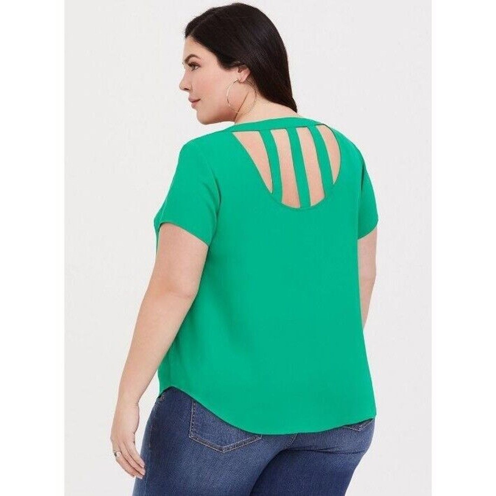 Corridor Torrid Georgette Blouse Kelly Green Plus Size 00X Classic Size XXS / US 00 / IT 34 - 9 Thumbnail